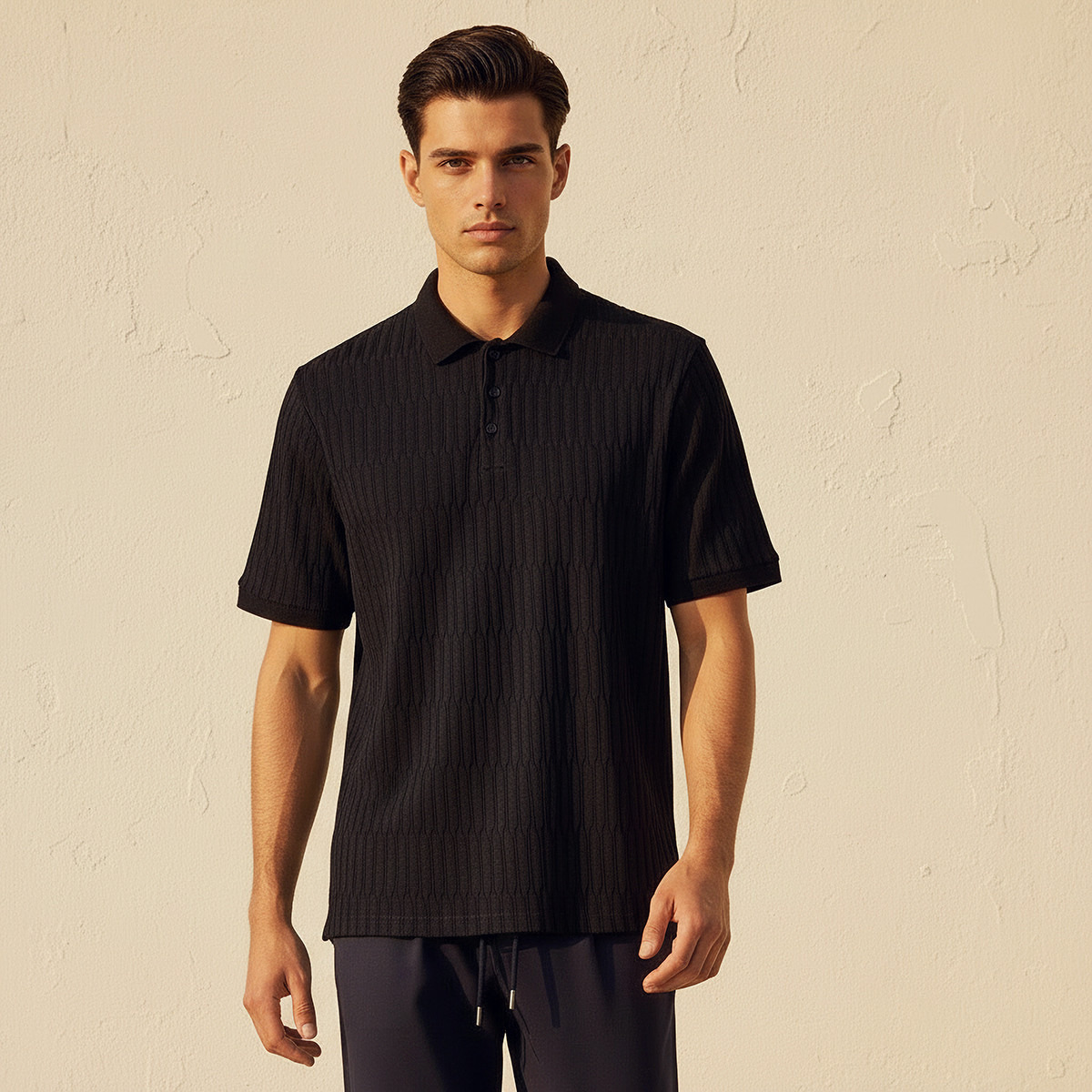 Men Short Sleeves Jacquard Polo T-shirt-men-clothing-tshirtsandpolos-polos-image-1