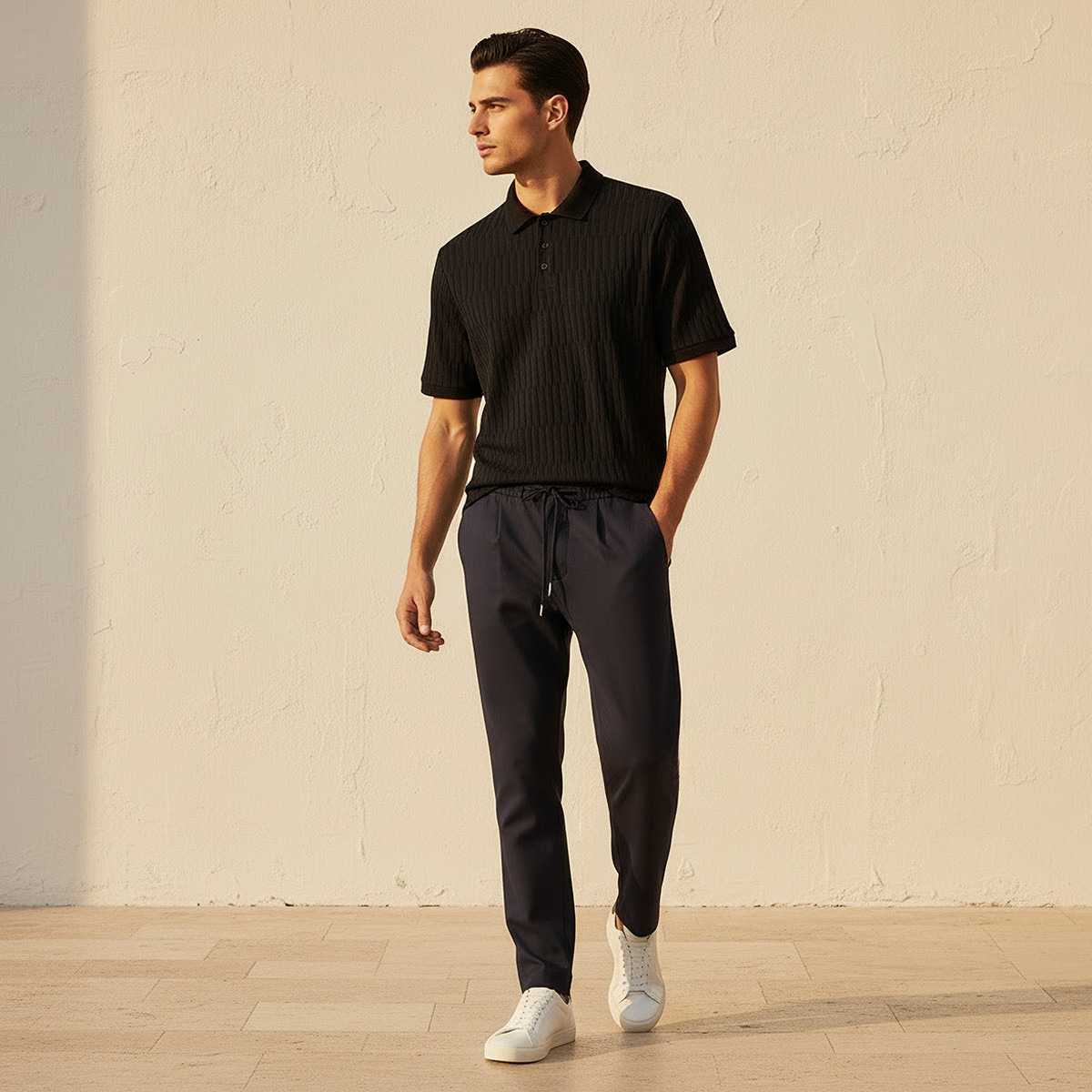 Men Short Sleeves Jacquard Polo T-shirt-men-clothing-tshirtsandpolos-polos-image-3