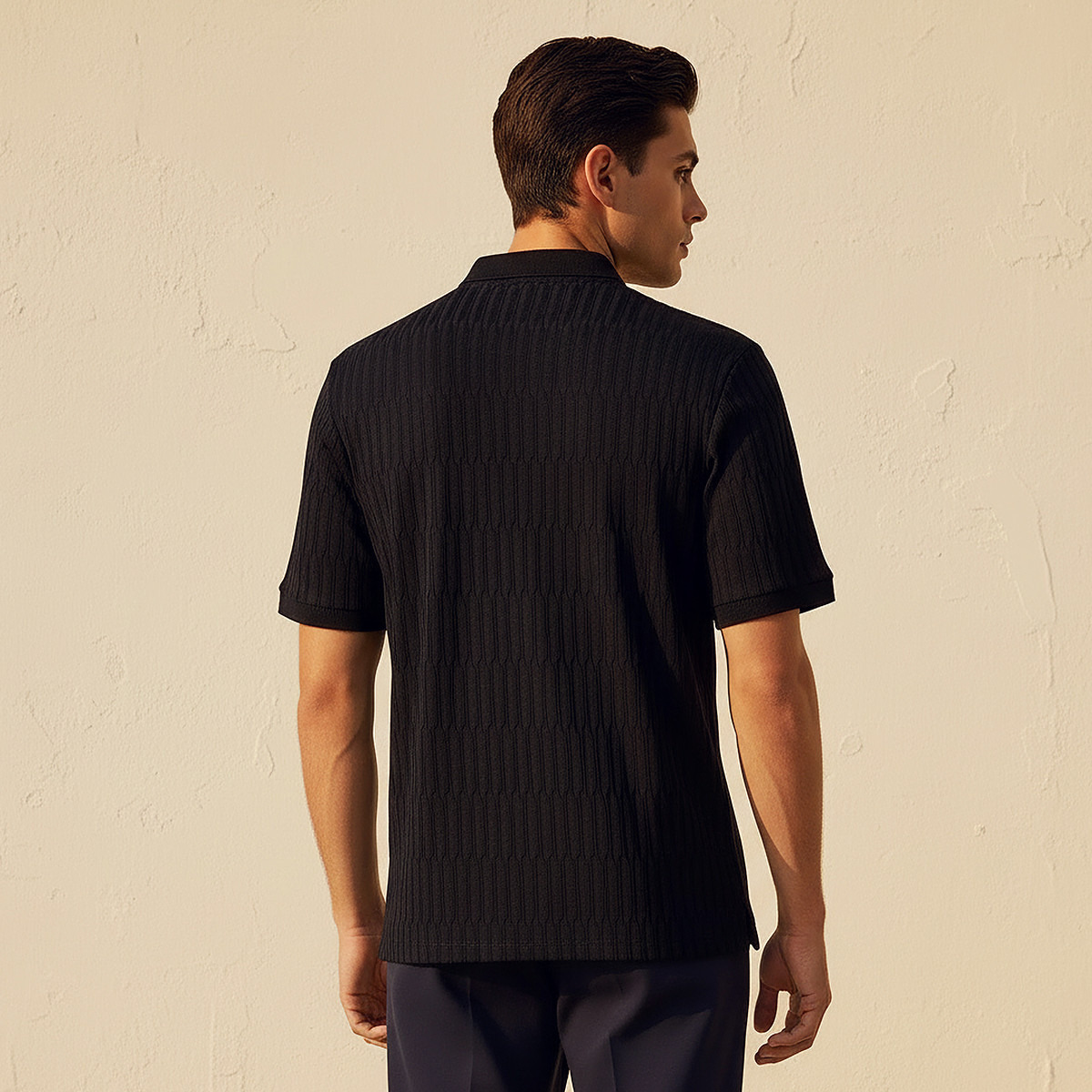 Men Short Sleeves Jacquard Polo T-shirt-men-clothing-tshirtsandpolos-polos-image-4