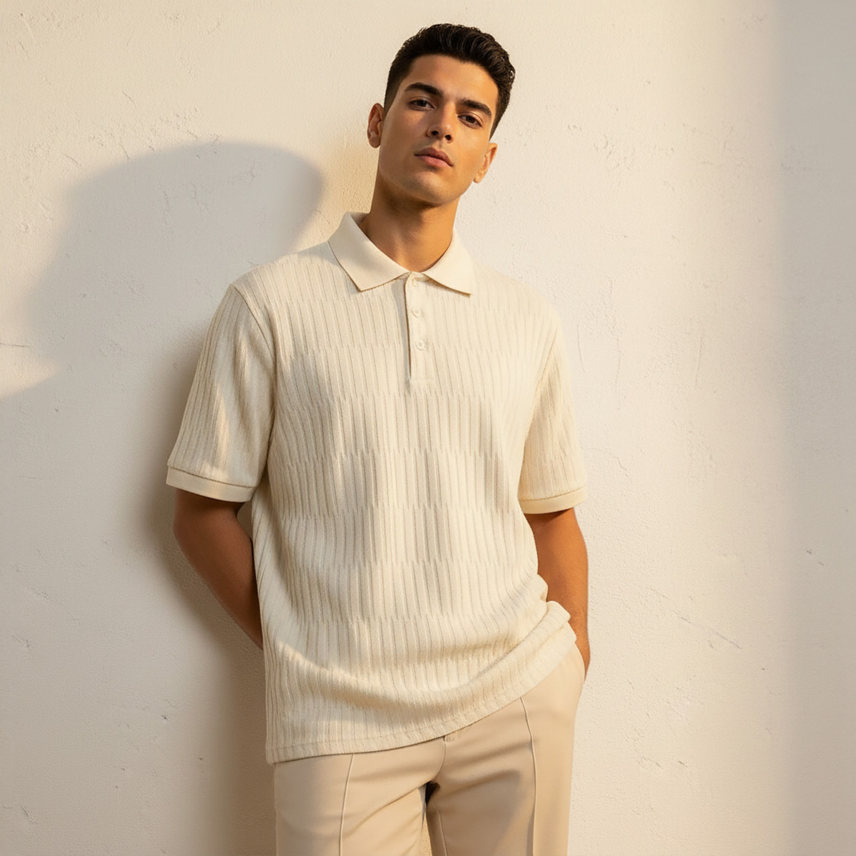 Men Short Sleeves Jacquard Polo T-shirt-men-clothing-tshirtsandpolos-polos-image-1