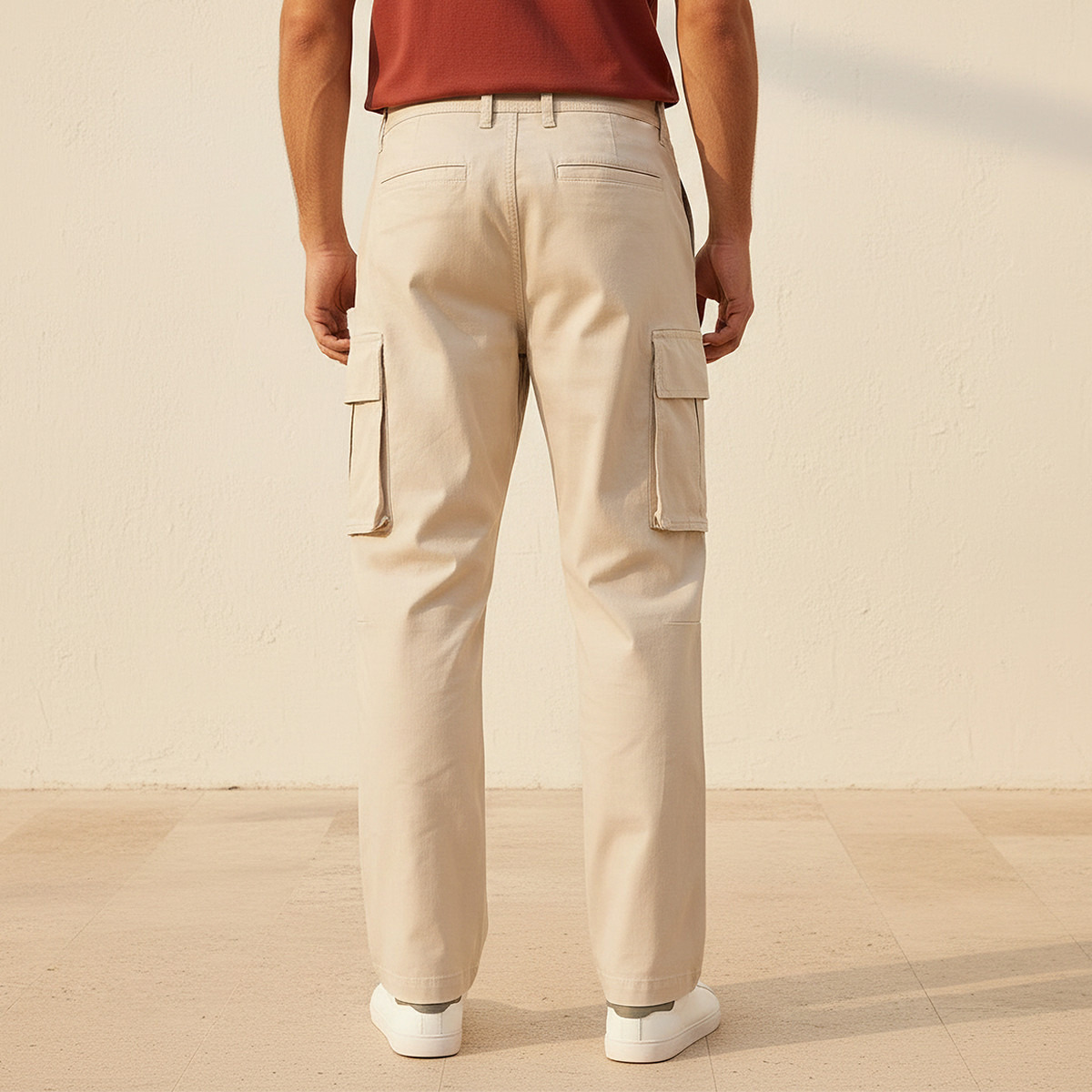 Men Regular Fit Twill Cargo Trousers-men-clothing-bottoms-trousersandchinos-trousers-image-4