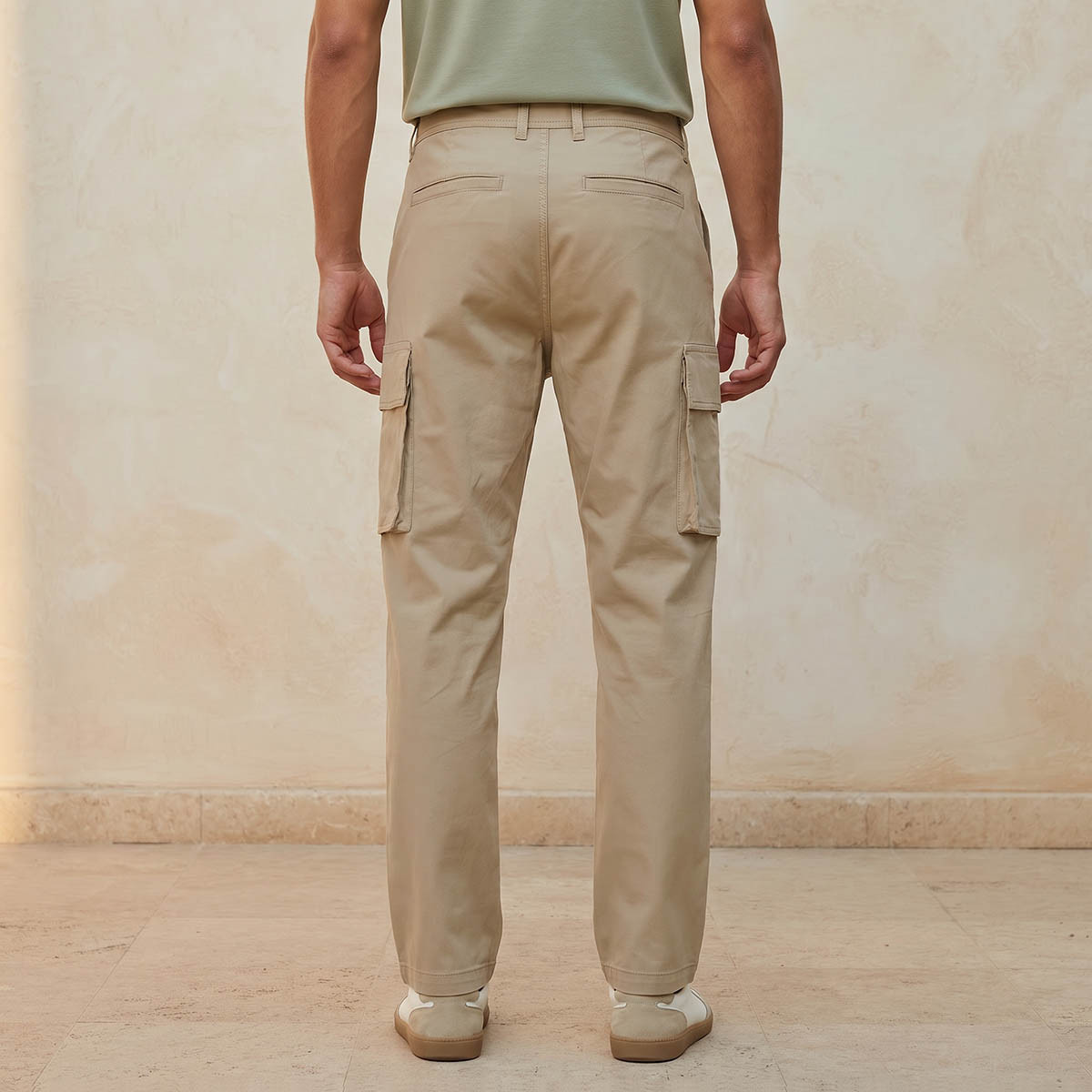 Men Regular Fit Twill Cargo Trousers-men-clothing-bottoms-trousersandchinos-trousers-image-4