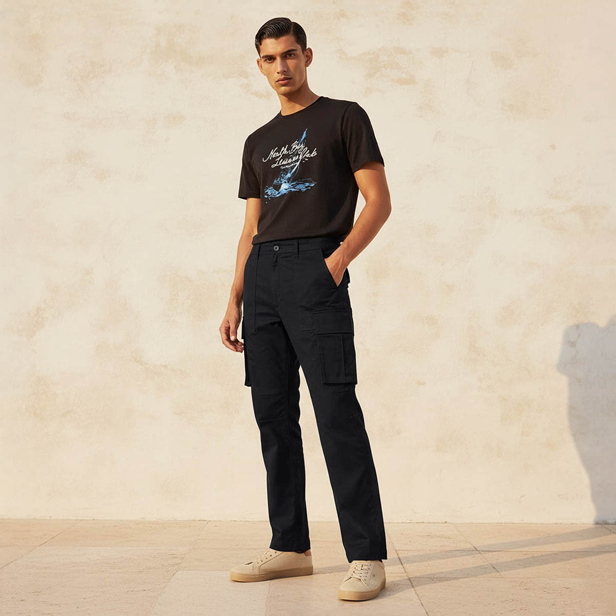 Men Regular Fit Twill Cargo Trousers-men-clothing-bottoms-trousersandchinos-trousers-image-3