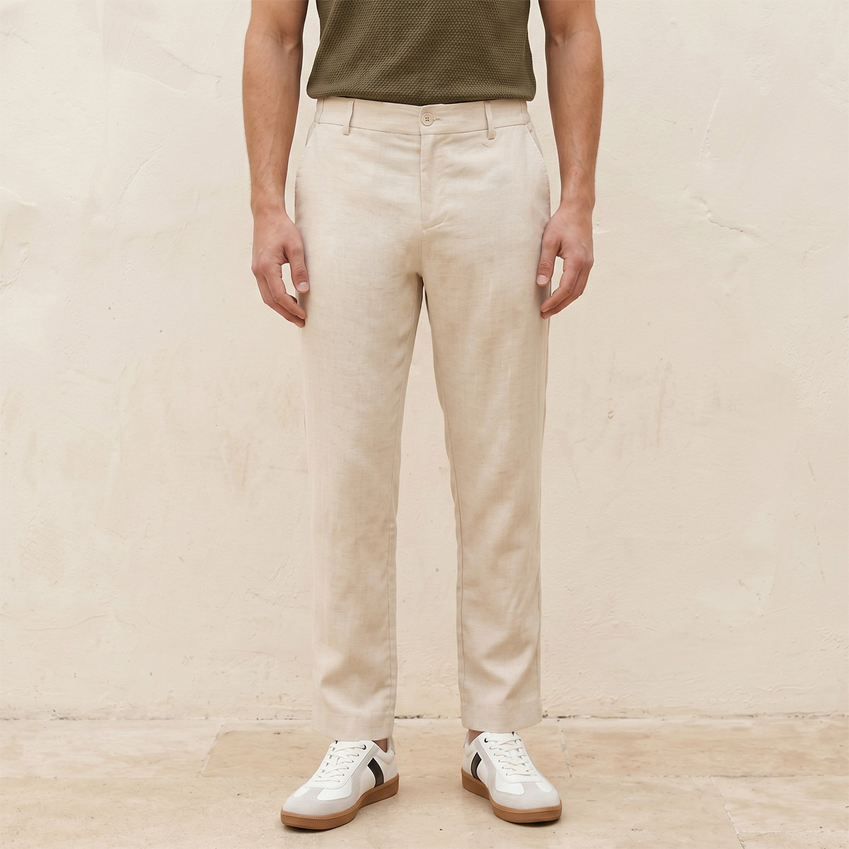 Splash Smart Regular Fit Linen Blend Trousers-men-clothing-bottoms-trousersandchinos-trousers-image-1
