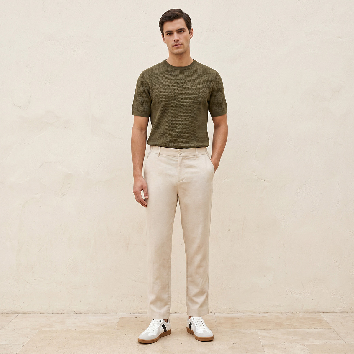 Splash Smart Regular Fit Linen Blend Trousers-men-clothing-bottoms-trousersandchinos-trousers-image-3
