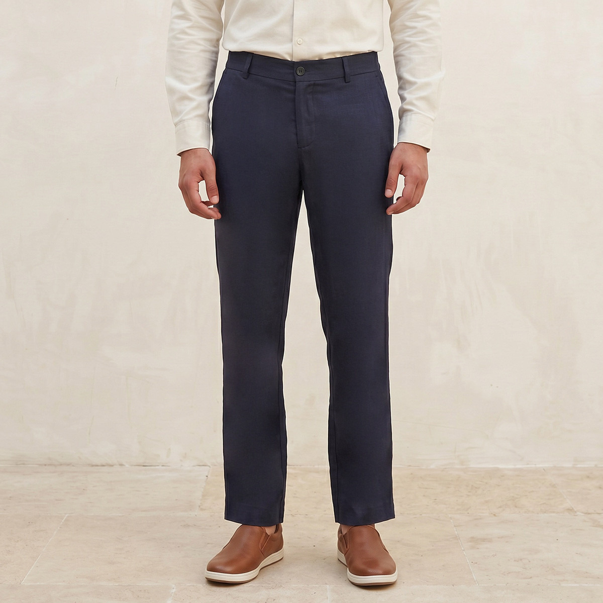 Splash Smart Regular Fit Linen Blend Trousers-men-clothing-bottoms-trousersandchinos-trousers-image-1