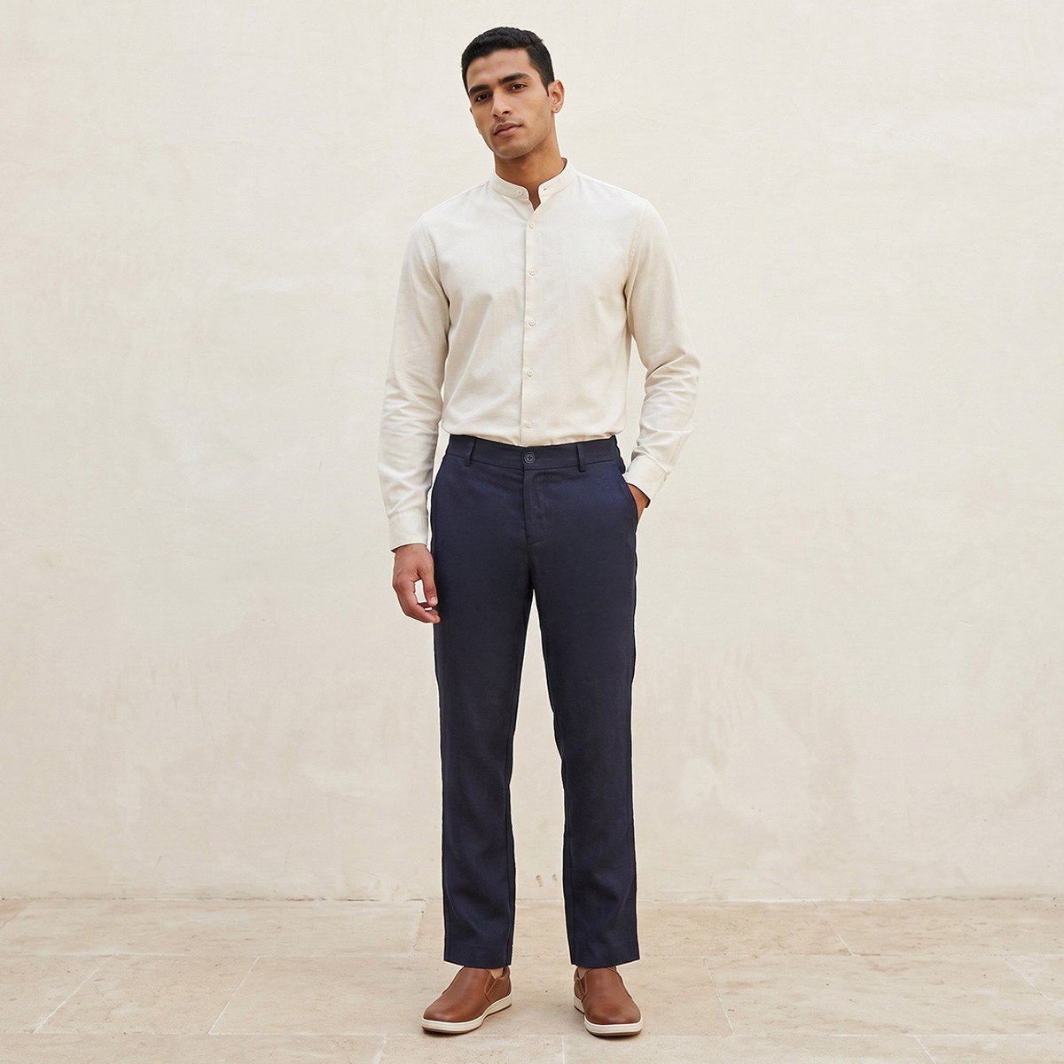 Splash Smart Regular Fit Linen Blend Trousers-men-clothing-bottoms-trousersandchinos-trousers-image-3