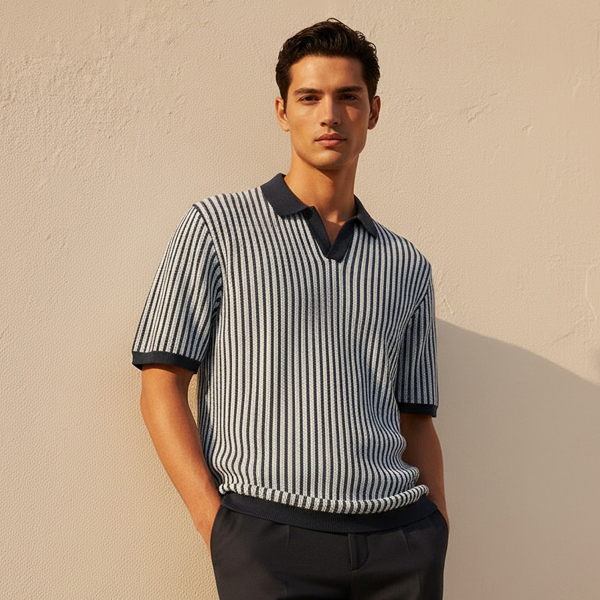 Men Short Sleeves Striped Polo T-shirt-men-clothing-tshirtsandpolos-polos-image-1