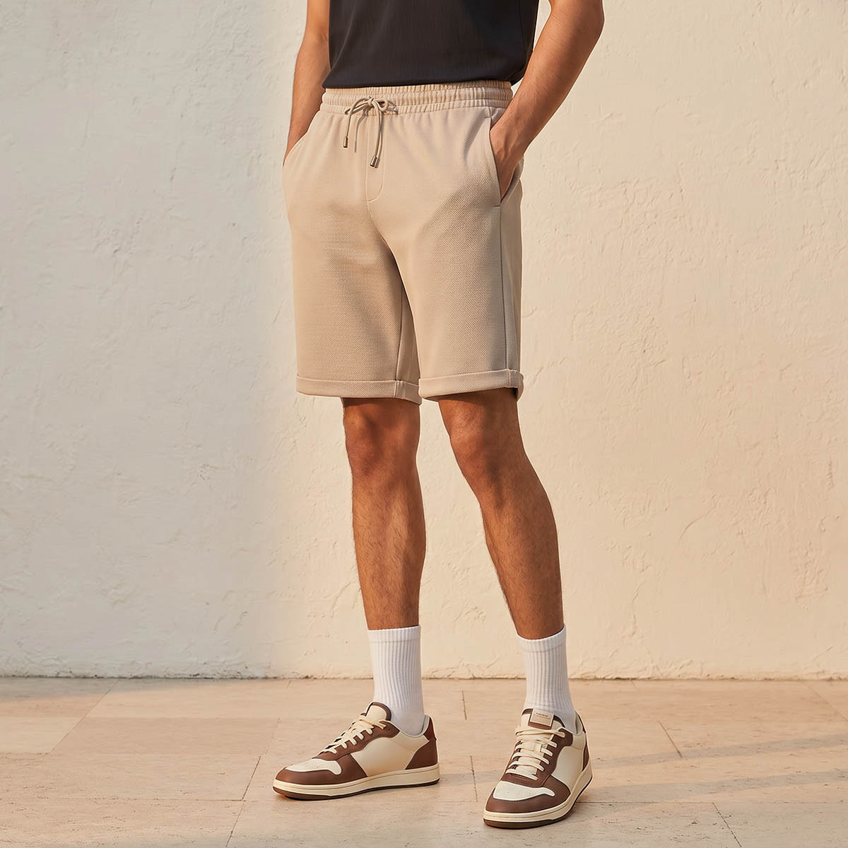 شورت رجالي بيكيه بقصة عادية-men-clothing-bottoms-shorts-image-1