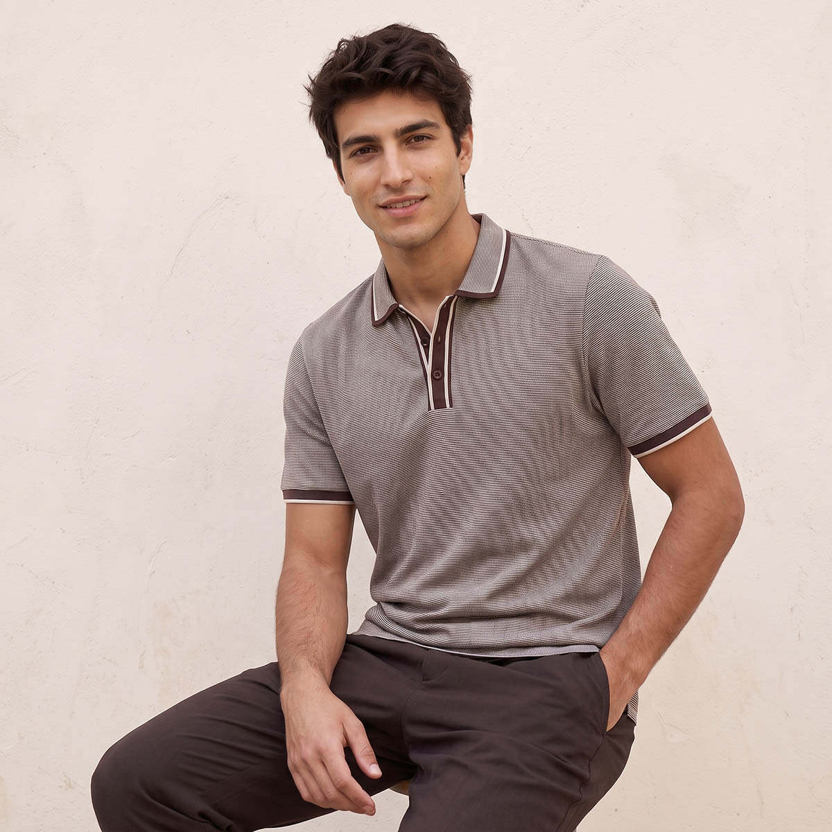 تيشيرت بولو مخطط بأكمام قصيرة من سبلاش سمارت-men-clothing-tshirtsandpolos-polos-image-1