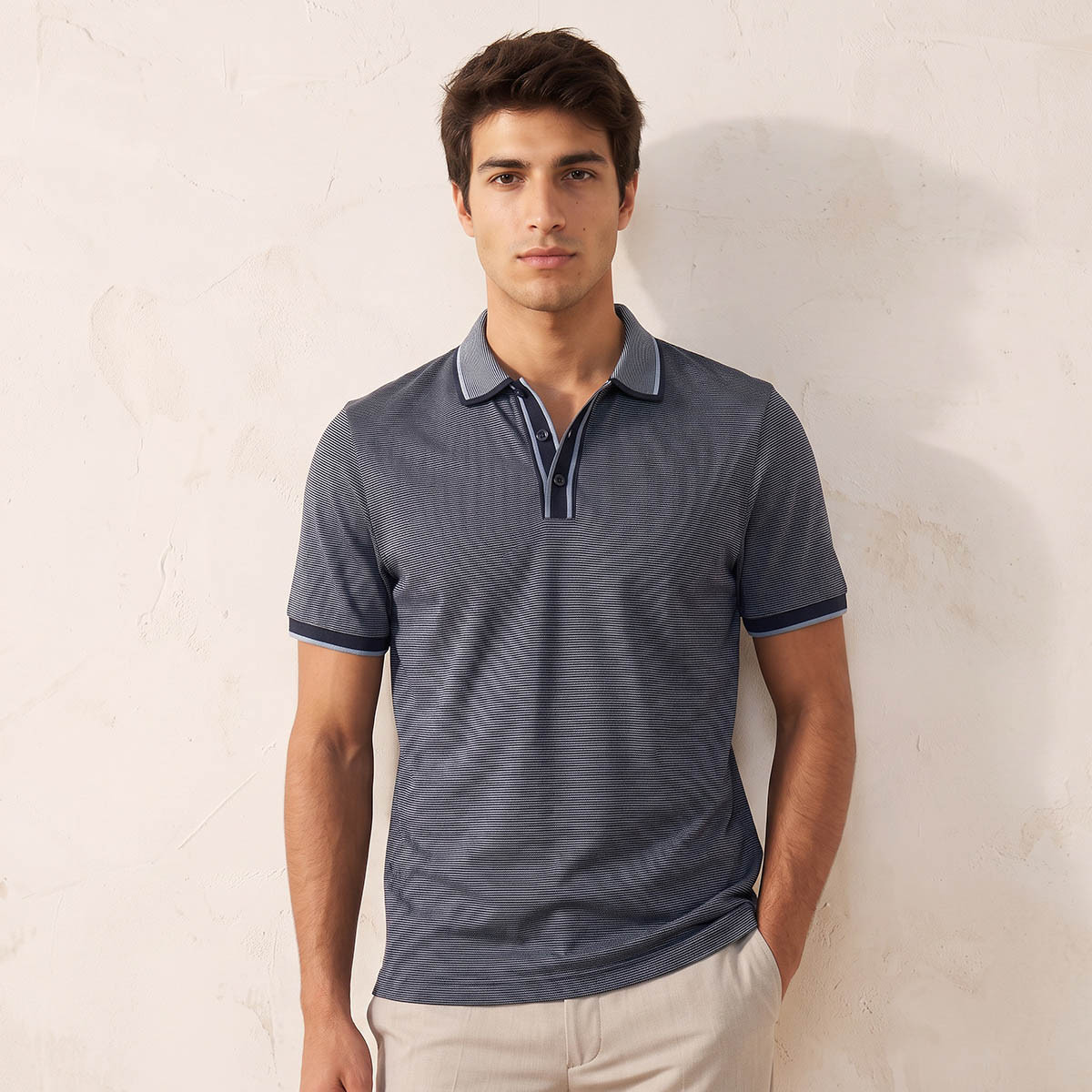 تيشيرت بولو مخطط بأكمام قصيرة من سبلاش سمارت-men-clothing-tshirtsandpolos-polos-image-1