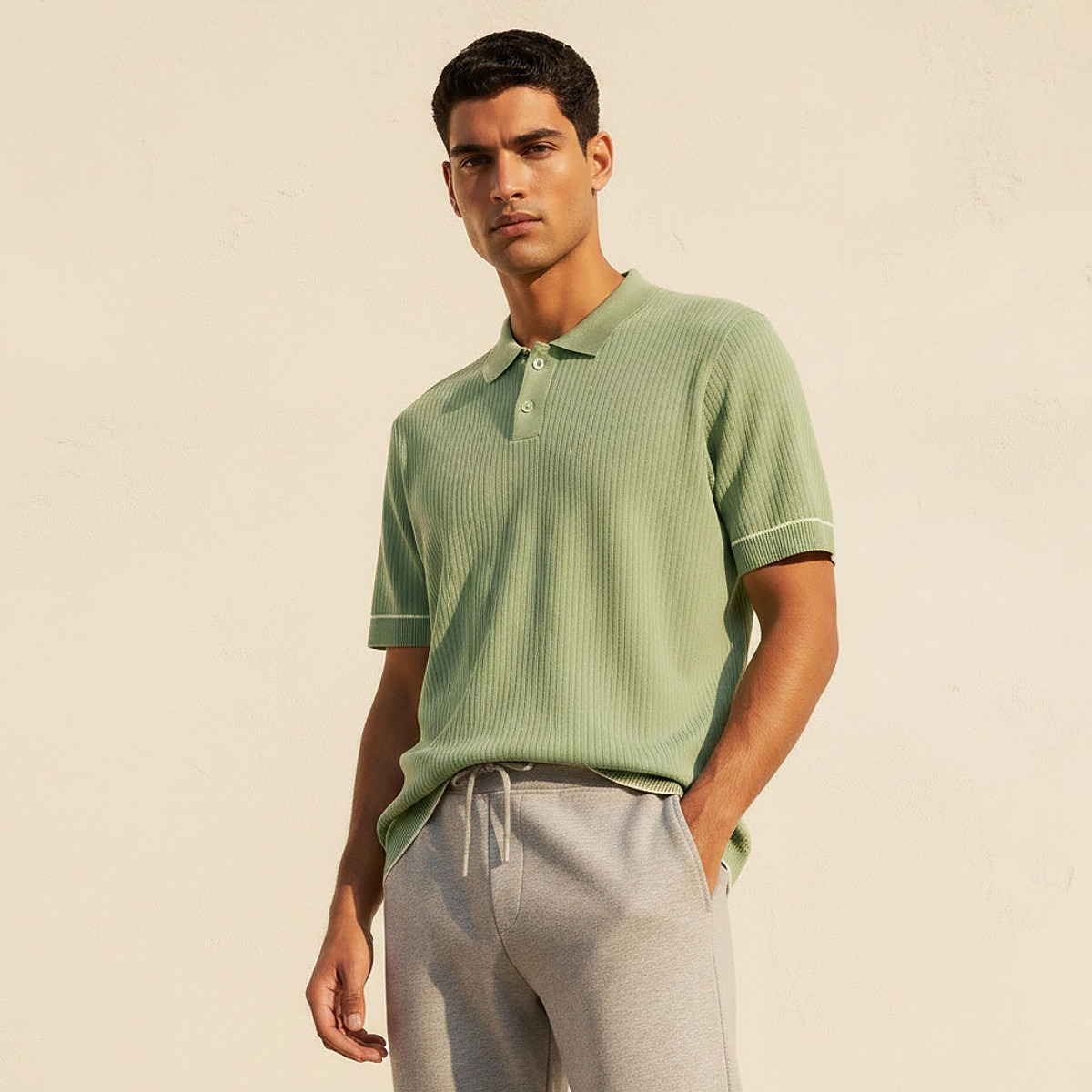 Men Short Sleeves Textured Polo T-shirt-men-clothing-tshirtsandpolos-polos-image-1