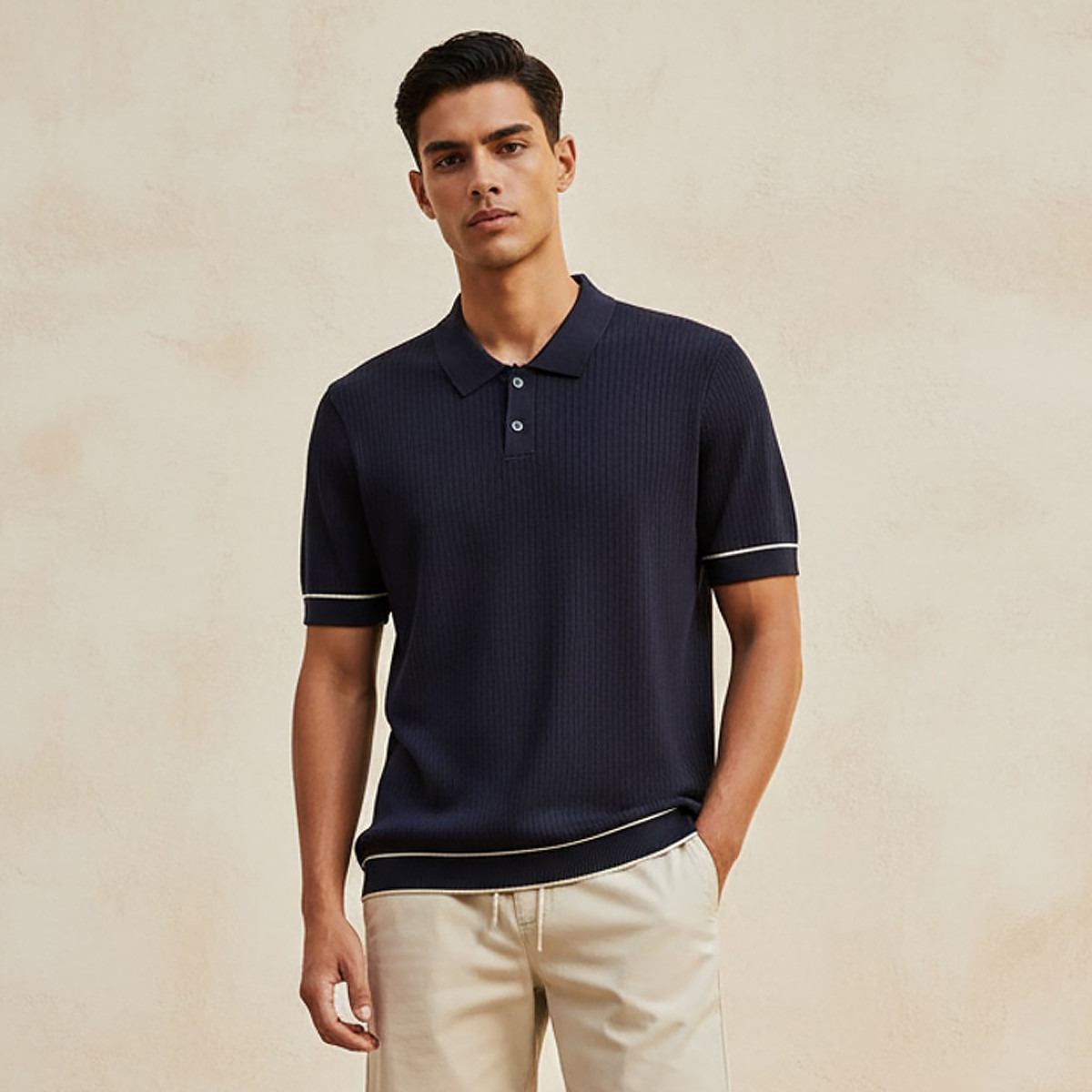 Men Short Sleeves Textured Polo T-shirt-men-clothing-tshirtsandpolos-polos-image-1