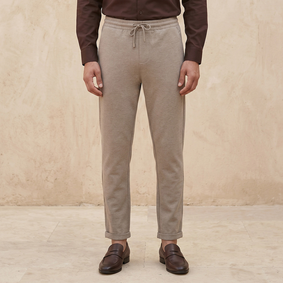 بنطلون بيكيه بقصة عادية من سبلاش سمارت-men-clothing-bottoms-trousersandchinos-trousers-image-1