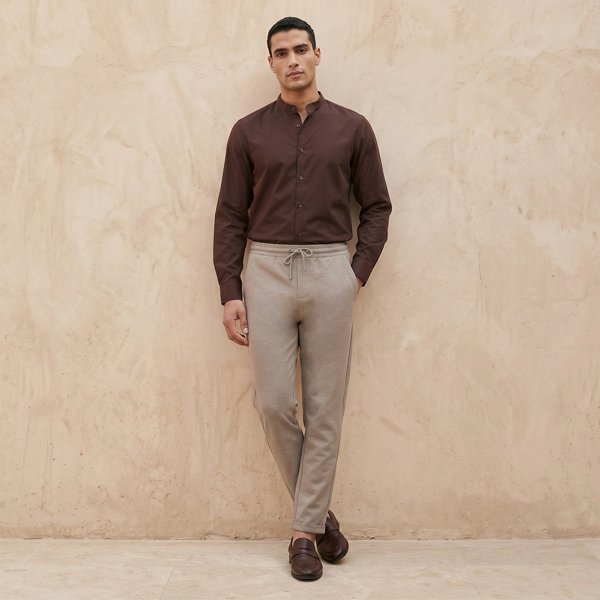 بنطلون بيكيه بقصة عادية من سبلاش سمارت-men-clothing-bottoms-trousersandchinos-trousers-image-3