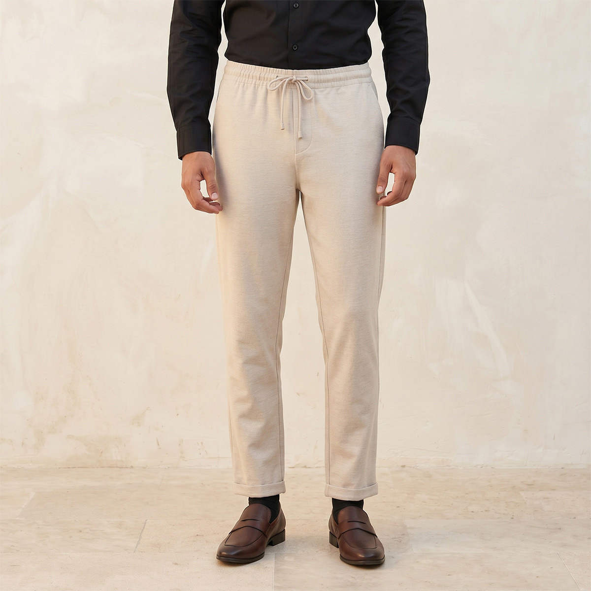 بنطلون بيكيه بقصة عادية من سبلاش سمارت-men-clothing-bottoms-trousersandchinos-trousers-image-1