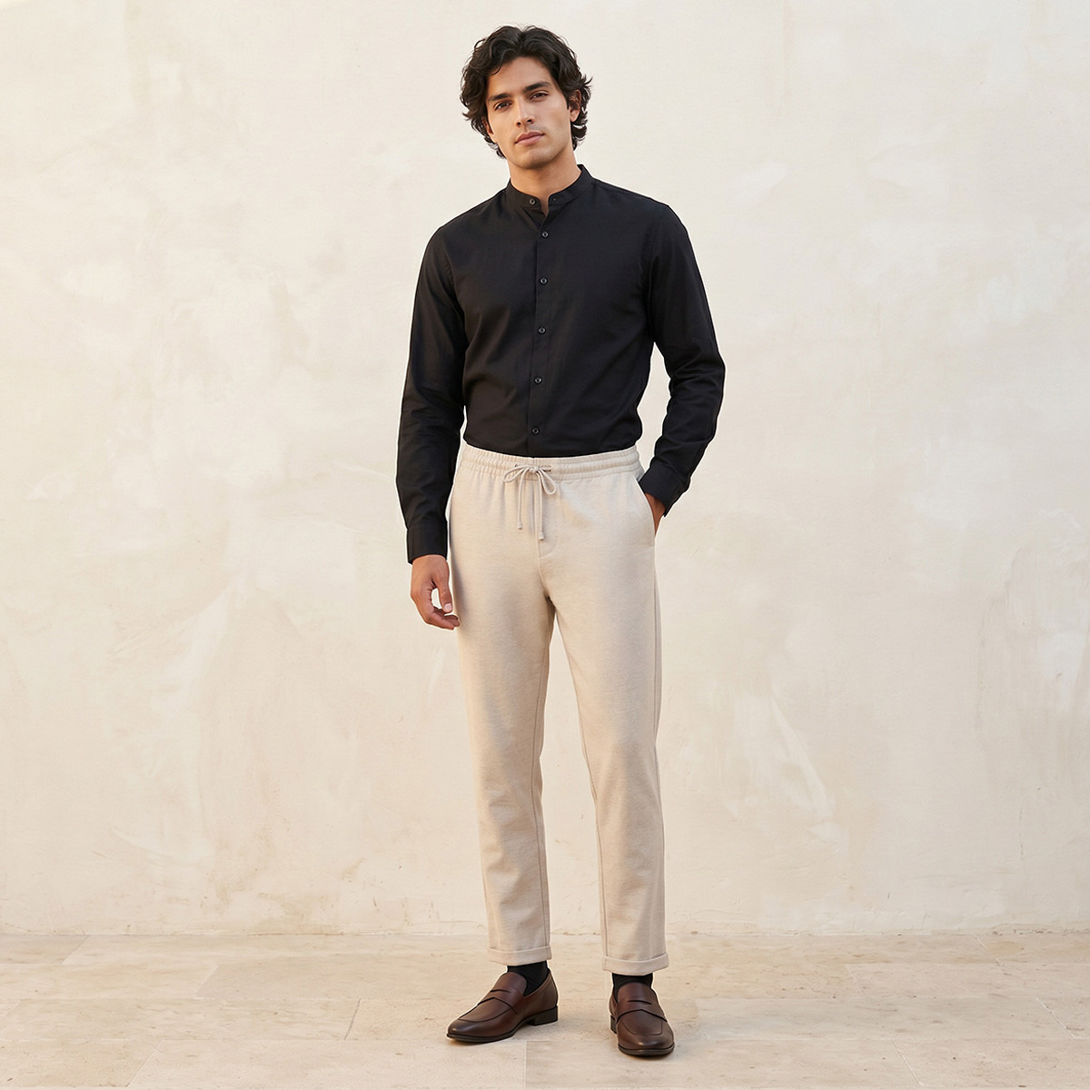 بنطلون بيكيه بقصة عادية من سبلاش سمارت-men-clothing-bottoms-trousersandchinos-trousers-image-3