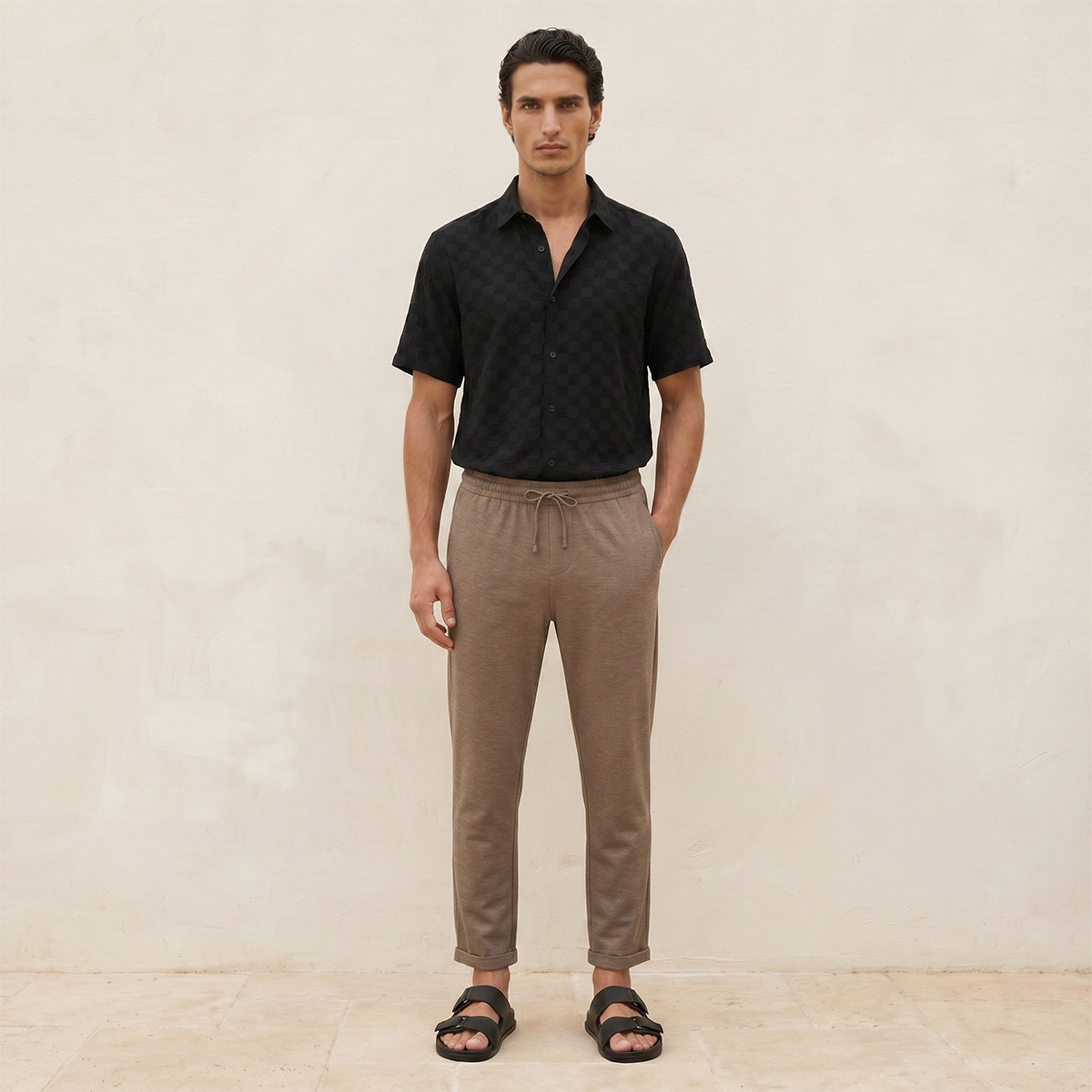 بنطلون بيكيه بقصة عادية من سبلاش سمارت-men-clothing-bottoms-trousersandchinos-trousers-image-3