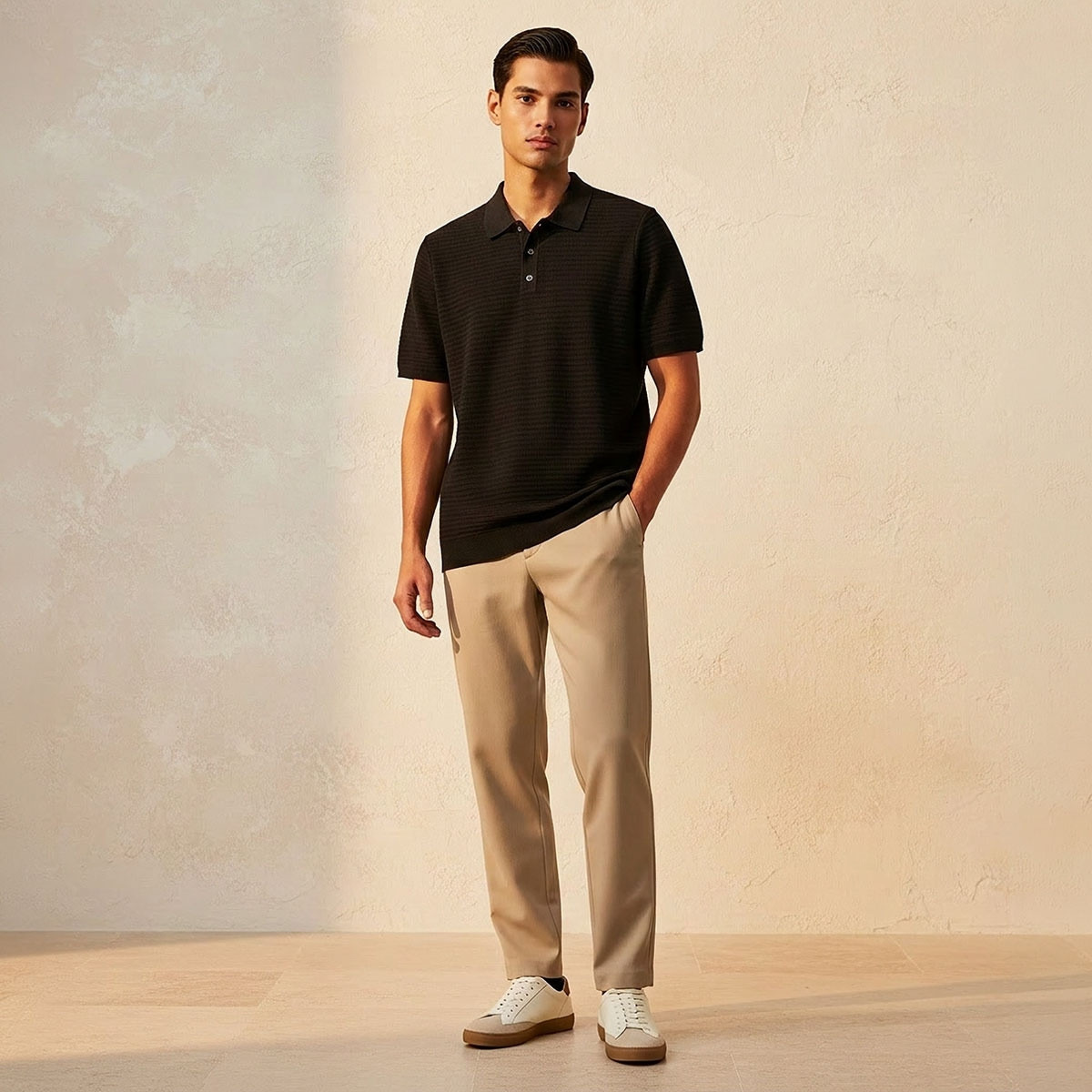 Splash Smart Short Sleeves Textured Polo T-shirt-men-clothing-tshirtsandpolos-polos-image-3