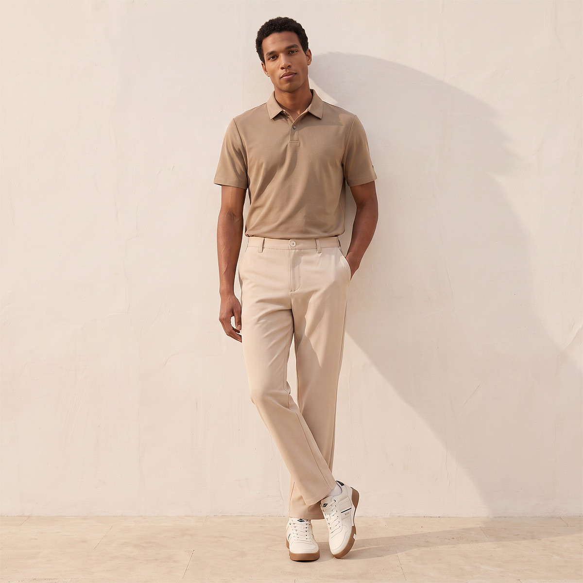 بنطلون ميلانج بقصة عادية من سبلاش سمارت-men-clothing-bottoms-trousersandchinos-trousers-image-2