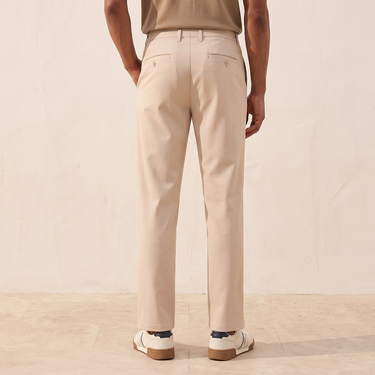 بنطلون ميلانج بقصة عادية من سبلاش سمارت-men-clothing-bottoms-trousersandchinos-trousers-image-3