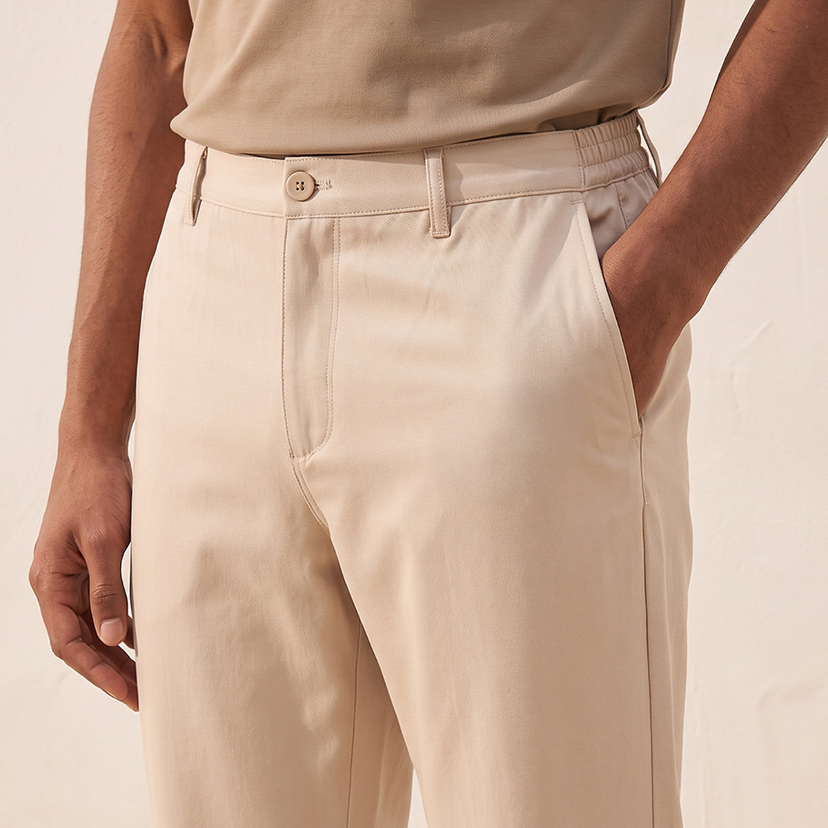 بنطلون ميلانج بقصة عادية من سبلاش سمارت-men-clothing-bottoms-trousersandchinos-trousers-image-4
