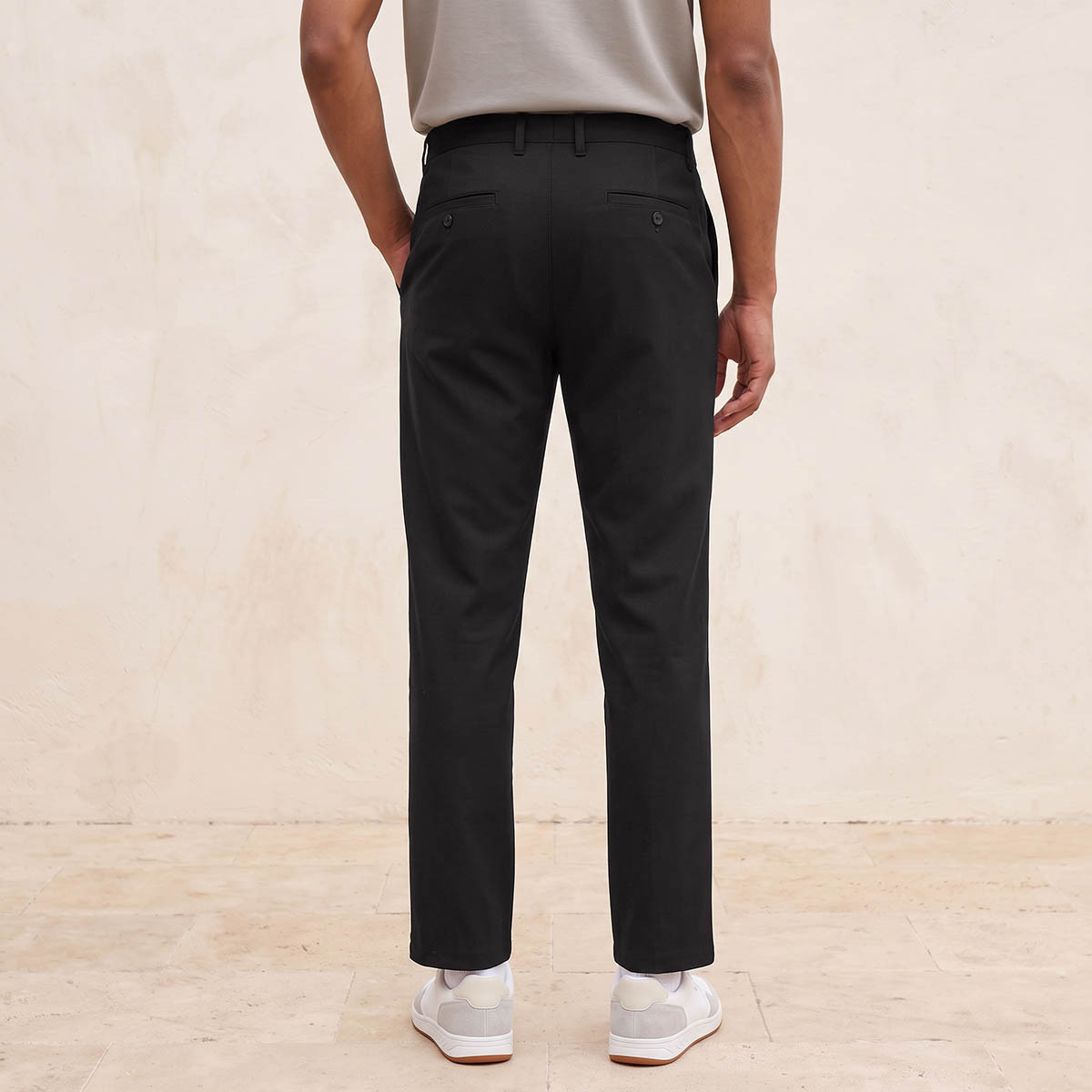 بنطلون ميلانج بقصة عادية من سبلاش سمارت-men-clothing-bottoms-trousersandchinos-trousers-image-3