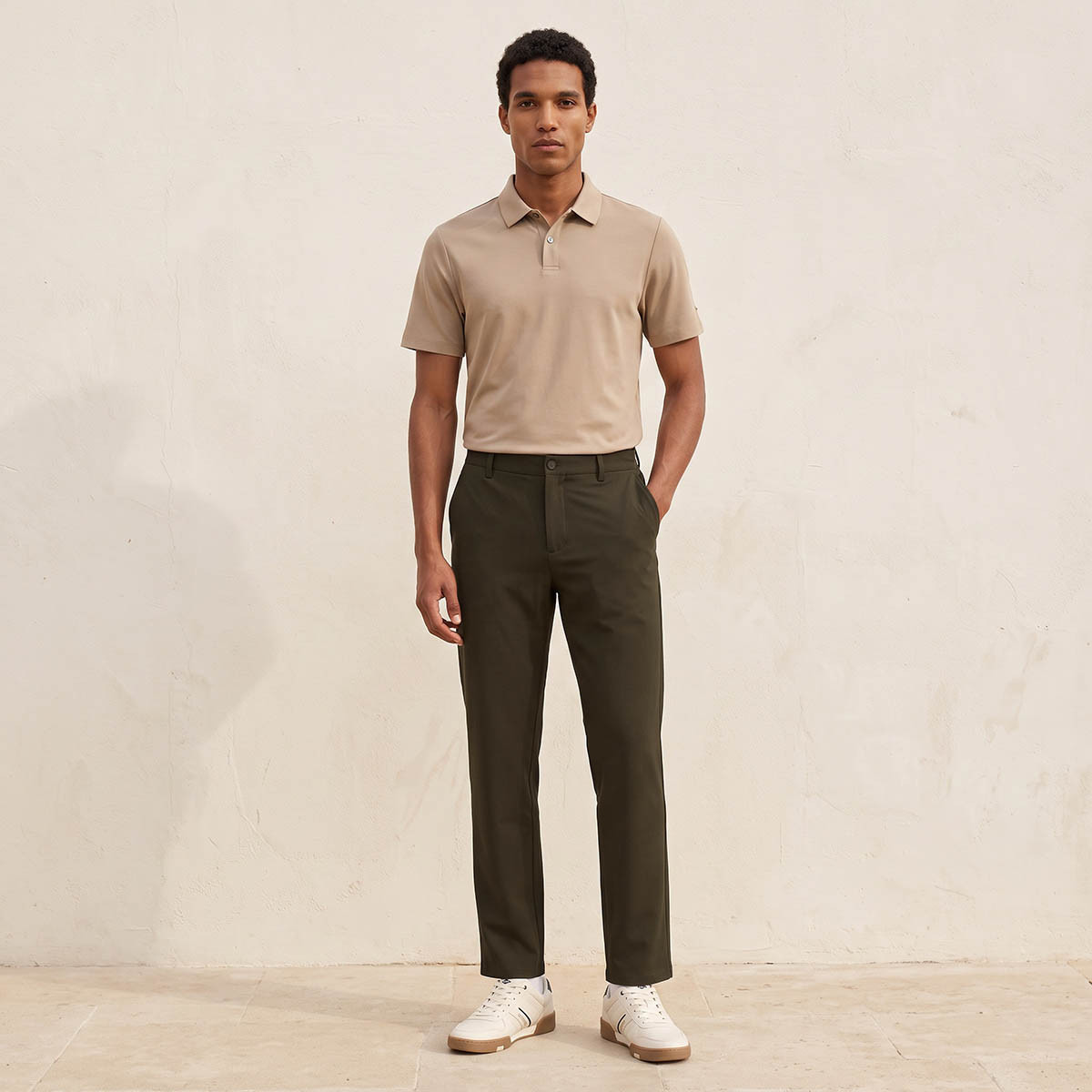 بنطلون ميلانج بقصة عادية من سبلاش سمارت-men-clothing-bottoms-trousersandchinos-trousers-image-2