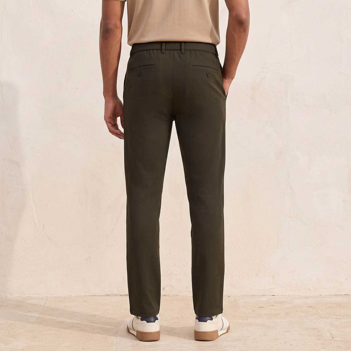 بنطلون ميلانج بقصة عادية من سبلاش سمارت-men-clothing-bottoms-trousersandchinos-trousers-image-3