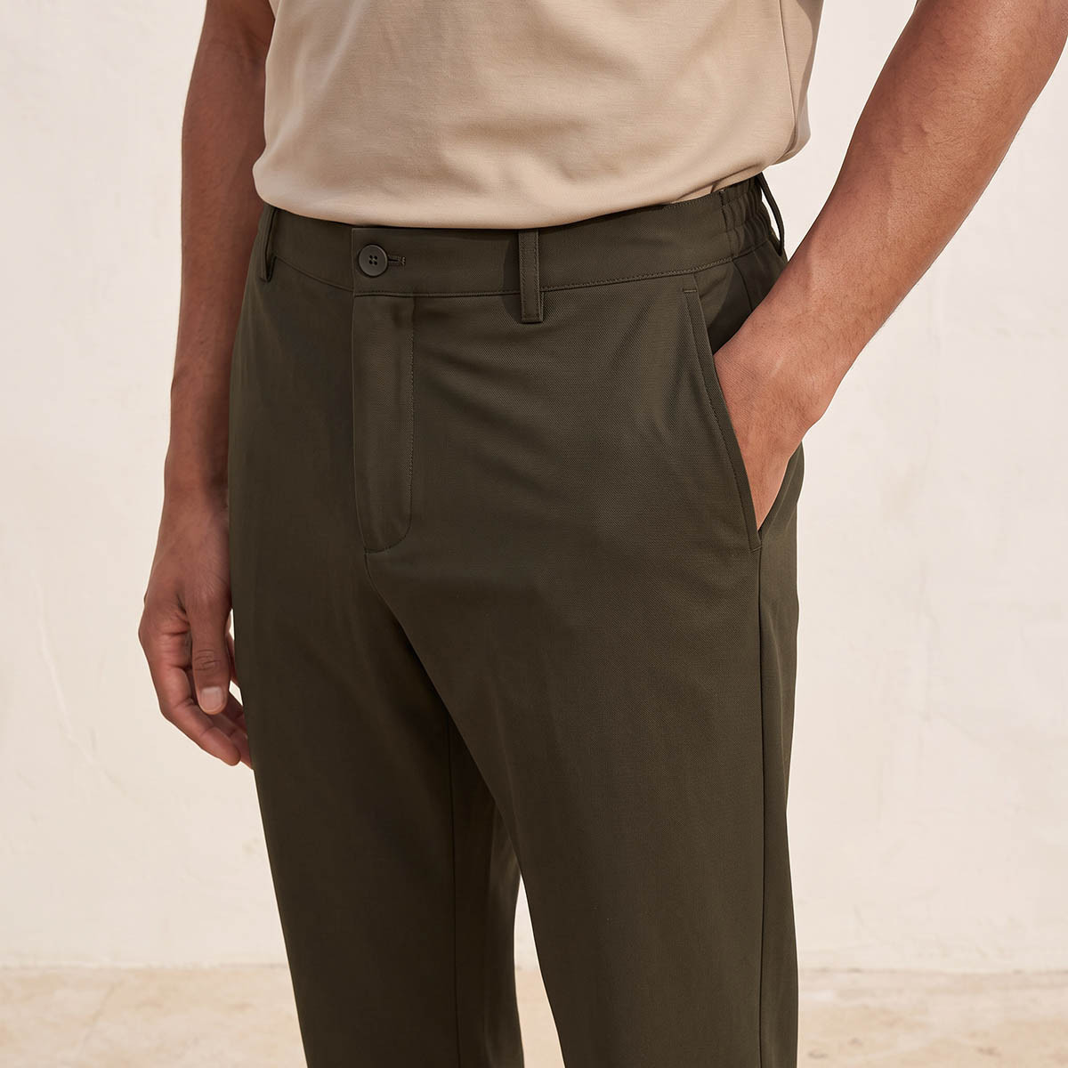 بنطلون ميلانج بقصة عادية من سبلاش سمارت-men-clothing-bottoms-trousersandchinos-trousers-image-4