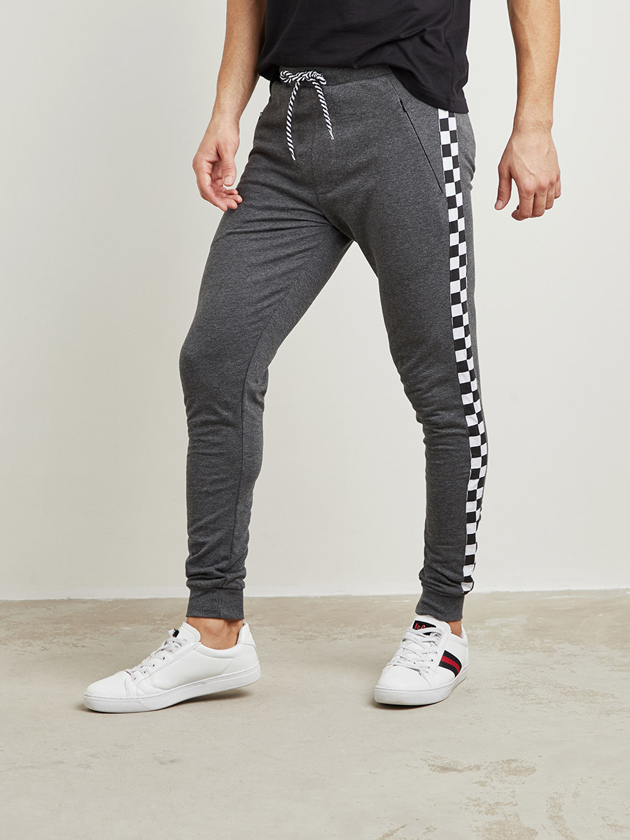 Check Side Panel Detail Jogger with Side Zipper Pockets-men-clothing-bottoms-joggers-image-1