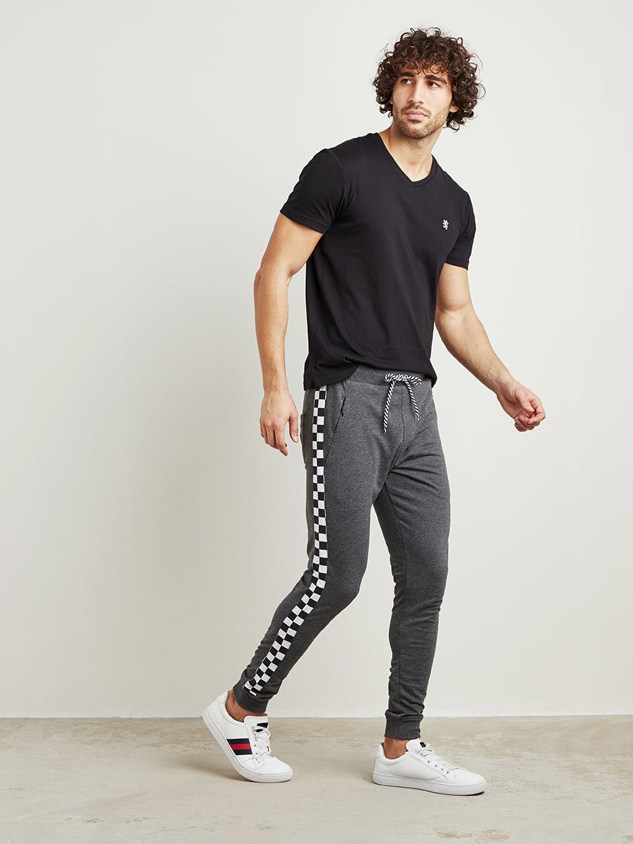 Check Side Panel Detail Jogger with Side Zipper Pockets-men-clothing-bottoms-joggers-image-2