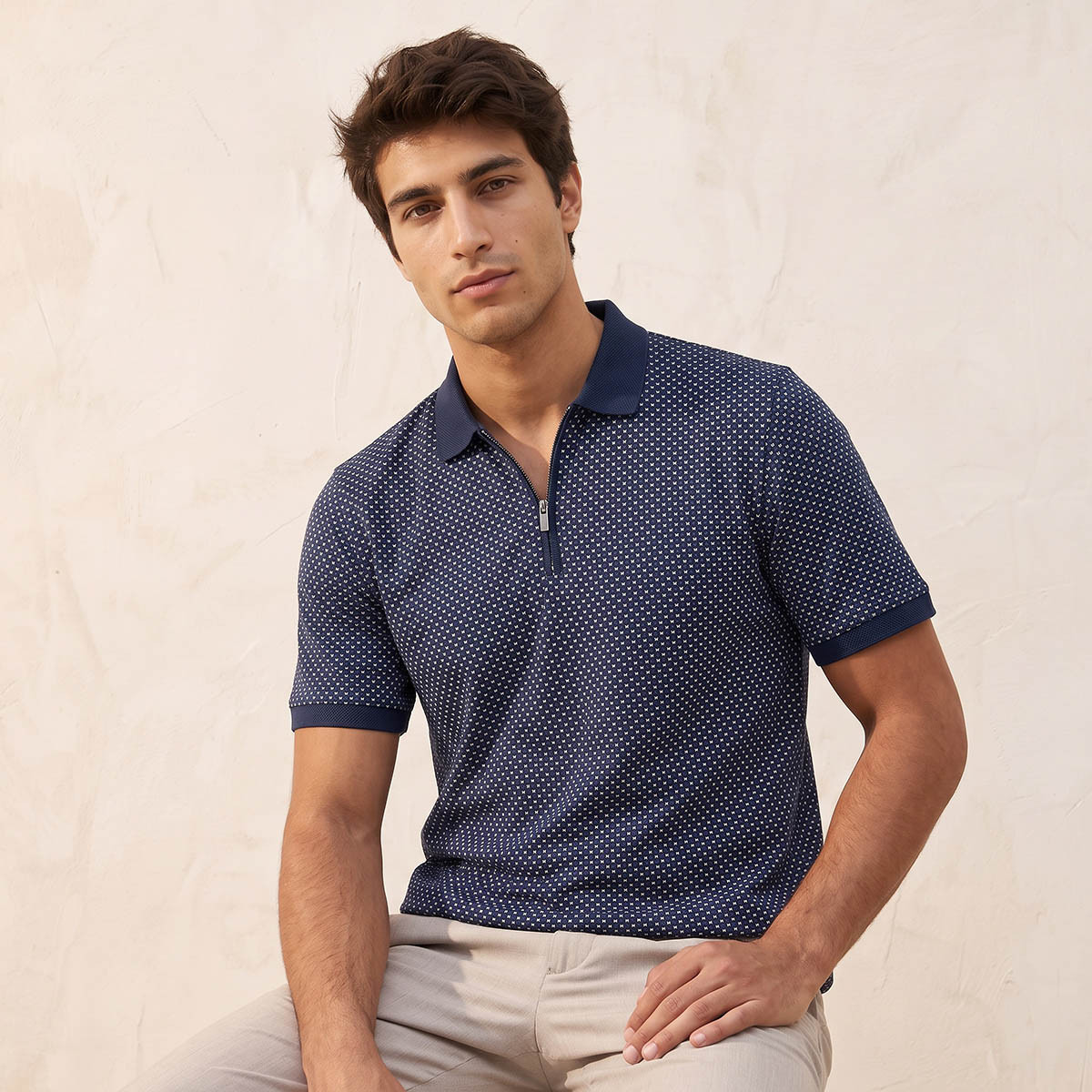 Splash Smart Short Sleeves Geometric Print Polo T-shirt-men-clothing-tshirtsandpolos-polos-image-1