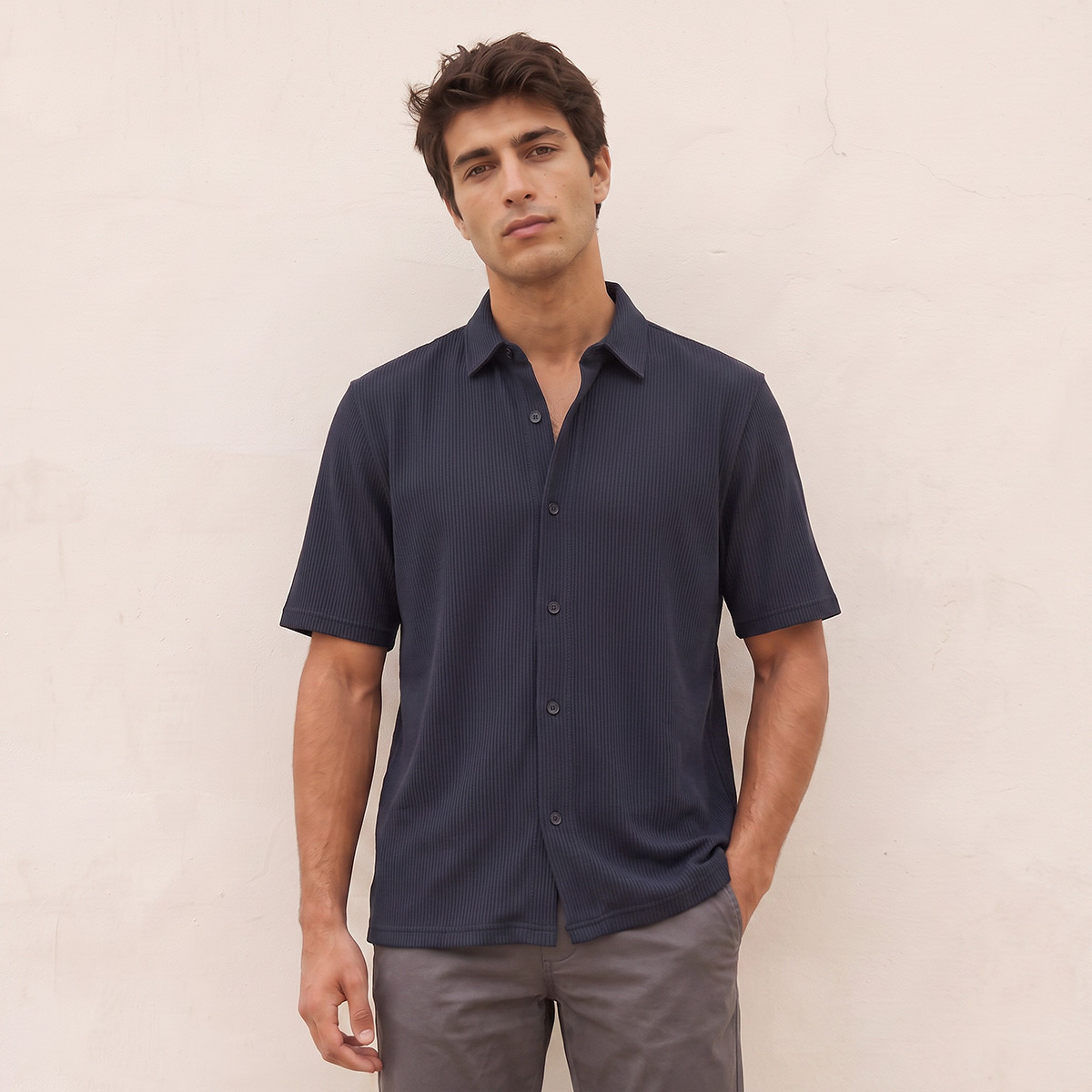 Splash Smart Textured Short Sleeves Shirt-men-clothing-shirts-image-1