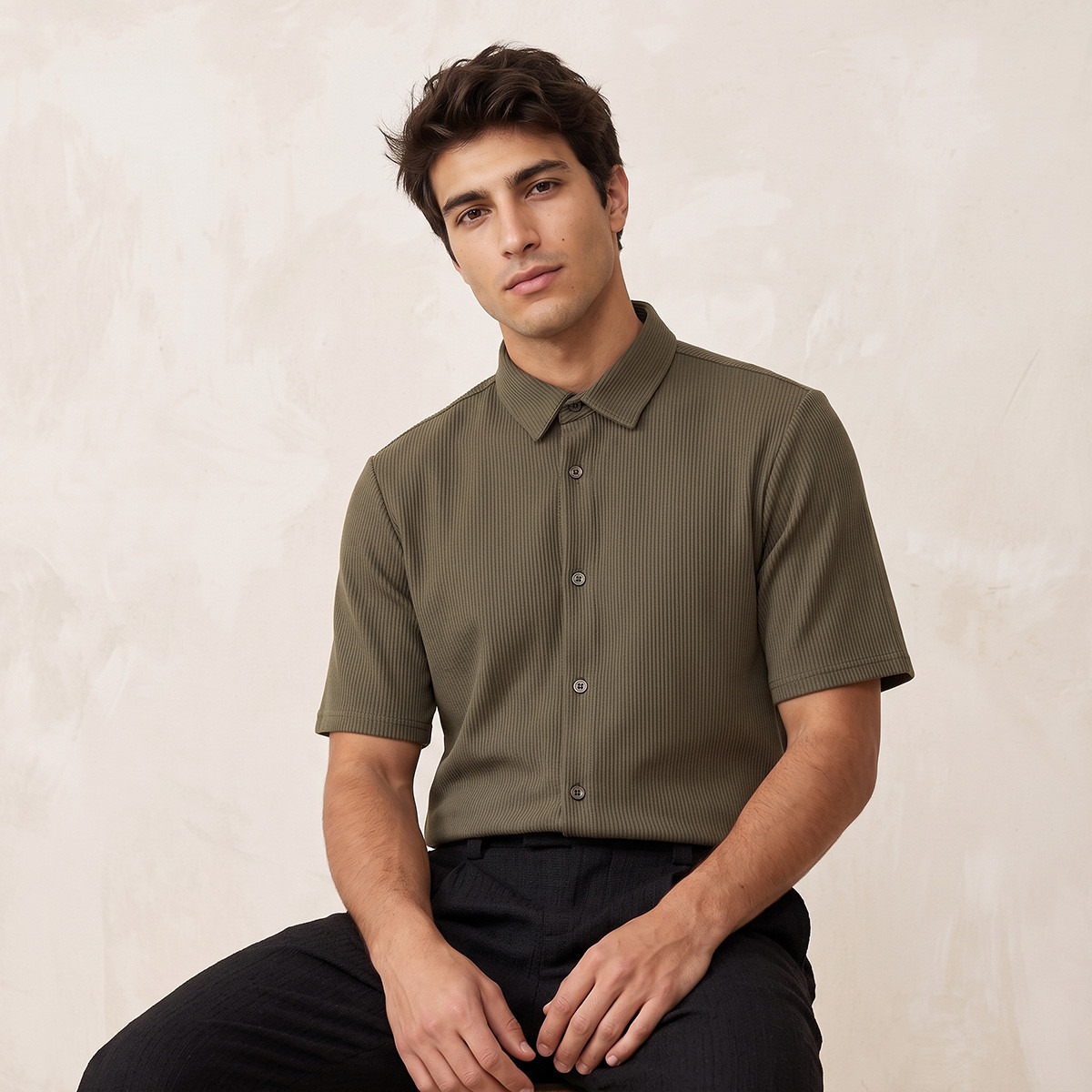Splash Smart Textured Short Sleeves Shirt-men-clothing-shirts-image-1