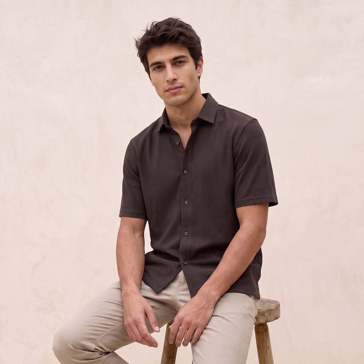 Splash Smart Textured Short Sleeves Shirt-men-clothing-shirts-image-1