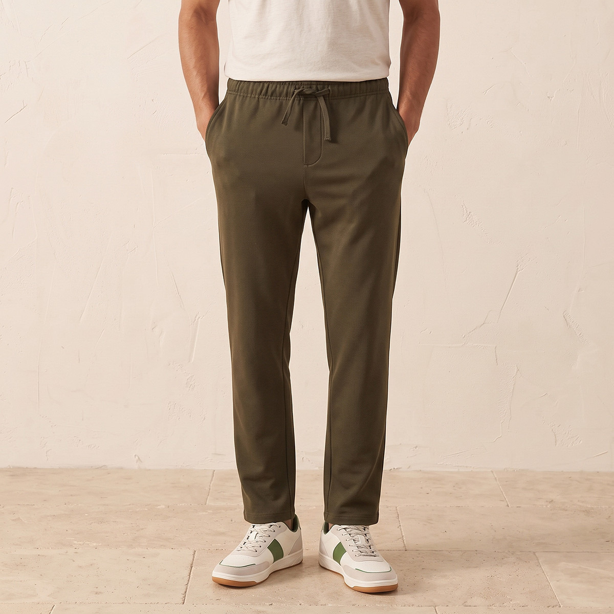Splash Smart Drawstring Waist Trousers-men-clothing-bottoms-trousersandchinos-trousers-image-1