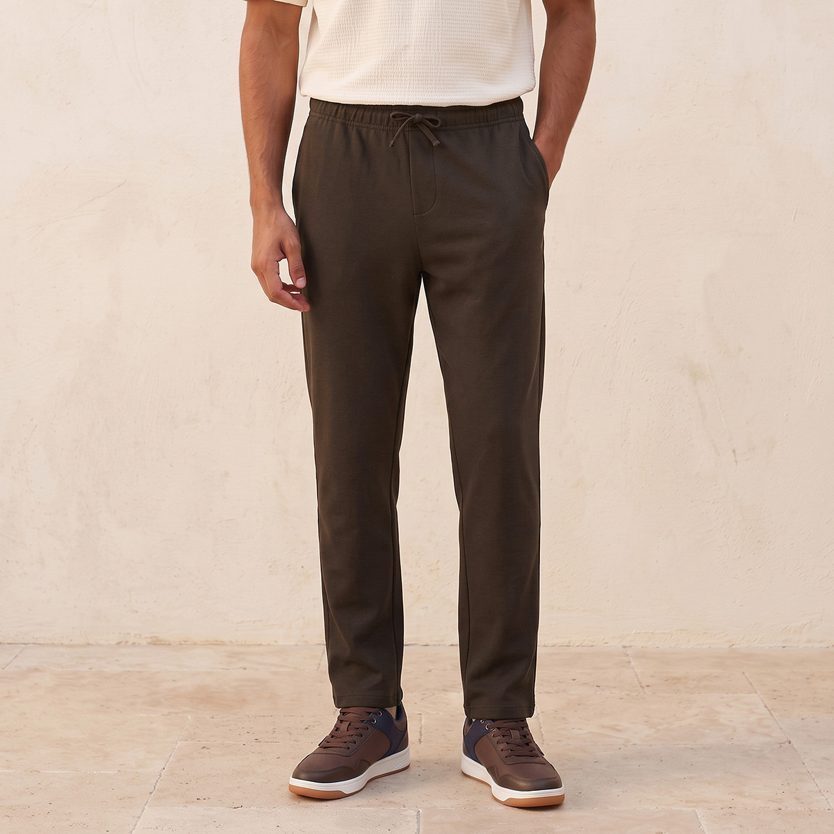 Splash Smart Regular Fit Drawstring Waist Trousers-men-clothing-bottoms-trousersandchinos-trousers-image-1