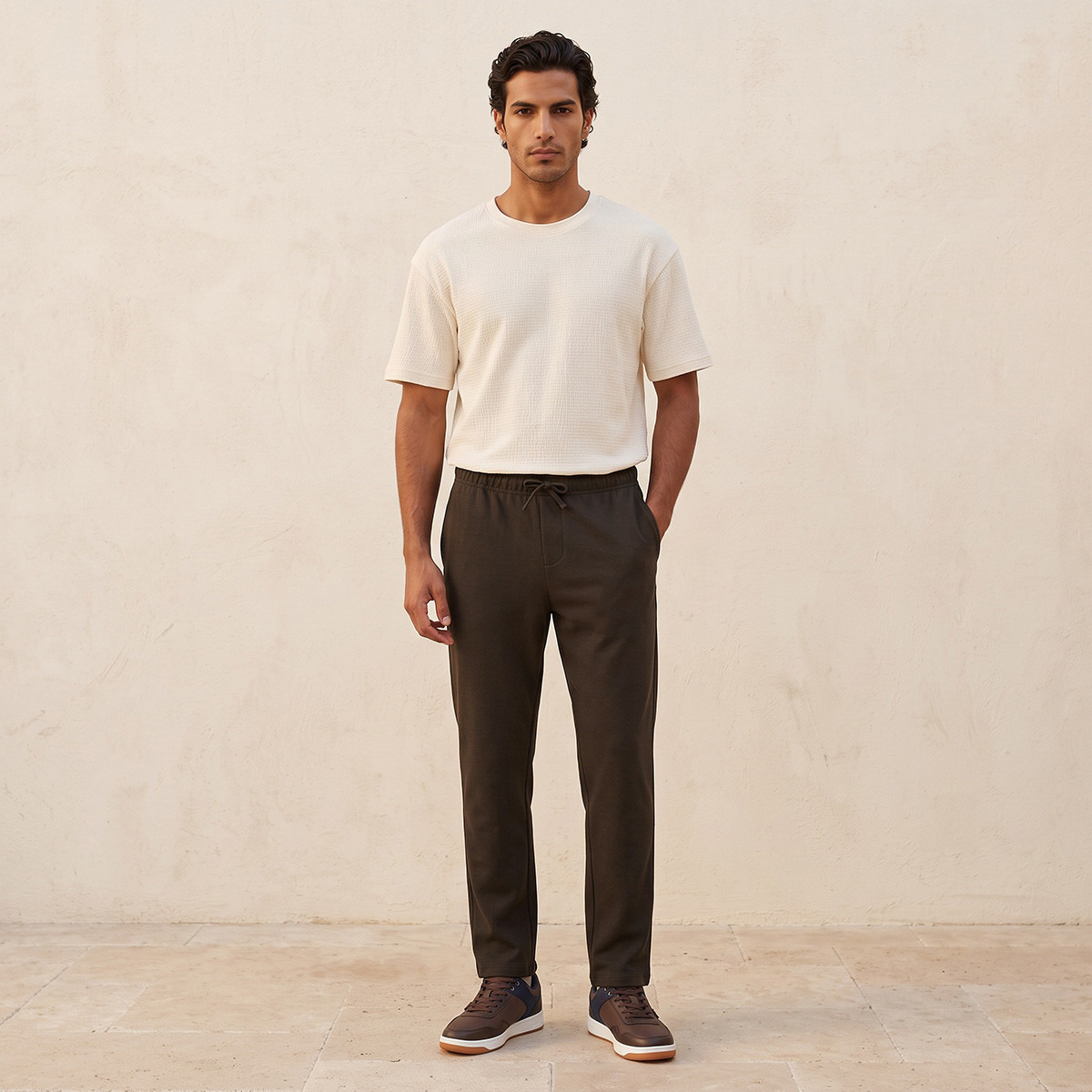 Splash Smart Regular Fit Drawstring Waist Trousers-men-clothing-bottoms-trousersandchinos-trousers-image-2