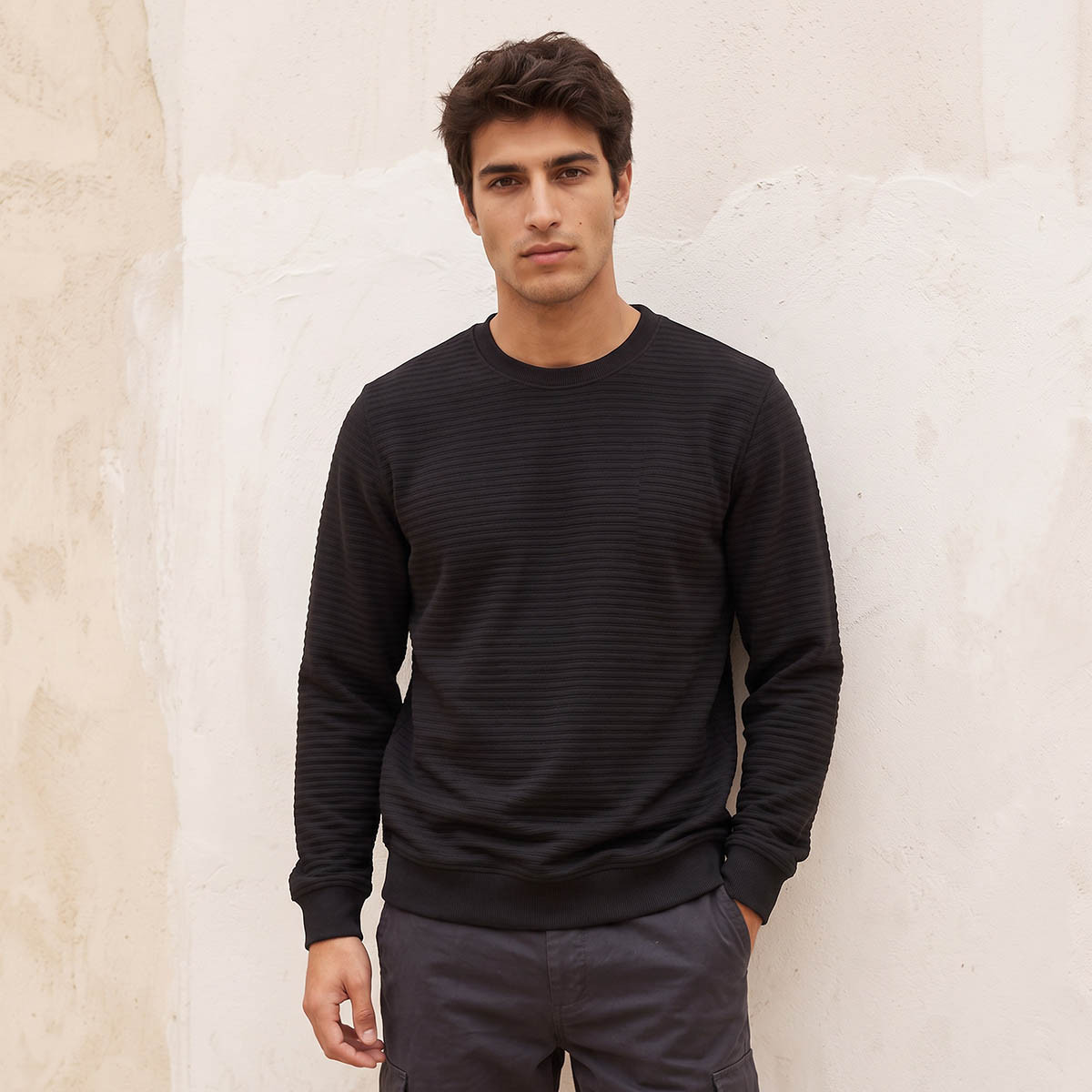 Splash Smart Textured Sweatshirt-men-winterwear-hoodiesandsweatshirts-image-1