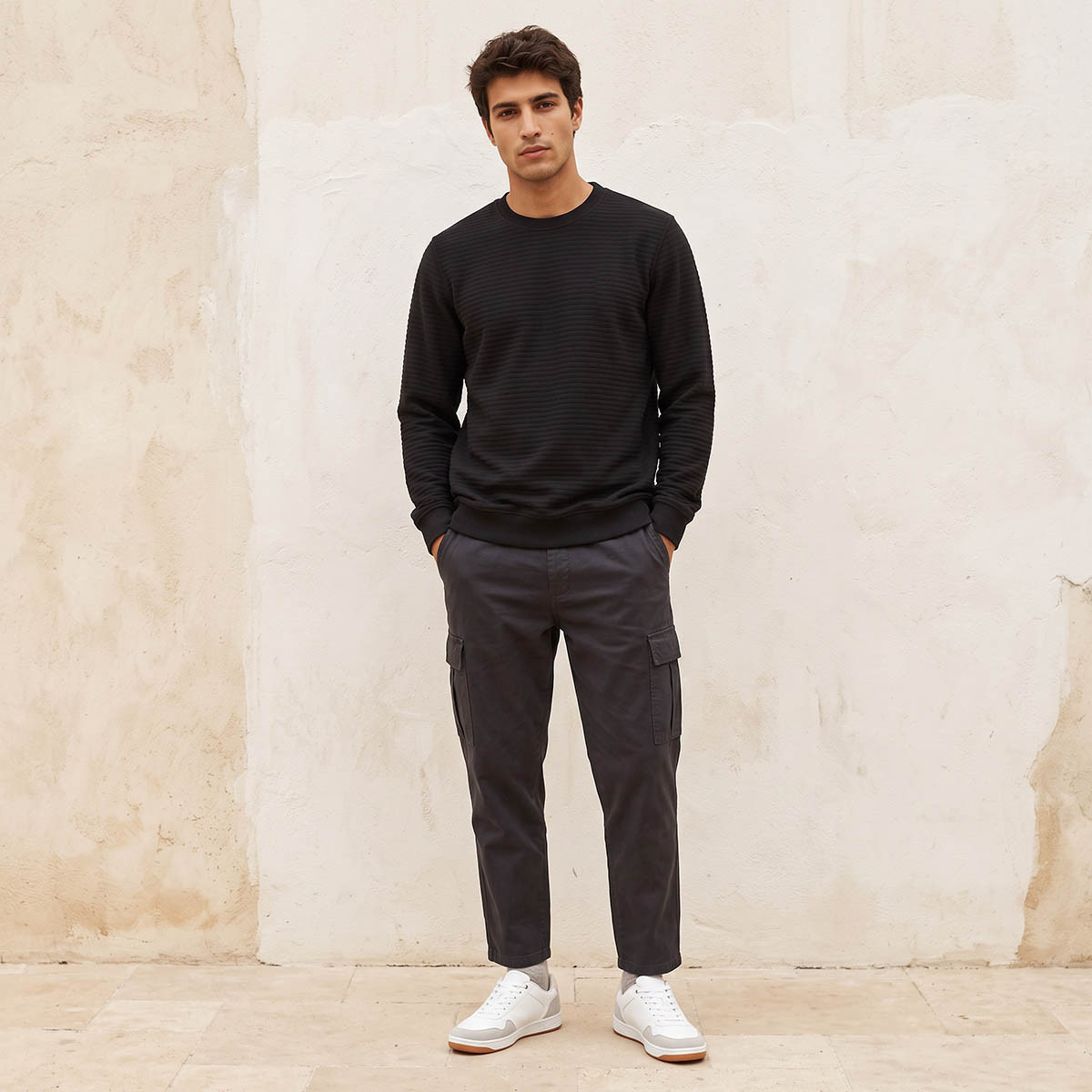 Splash Smart Textured Sweatshirt-men-winterwear-hoodiesandsweatshirts-image-3
