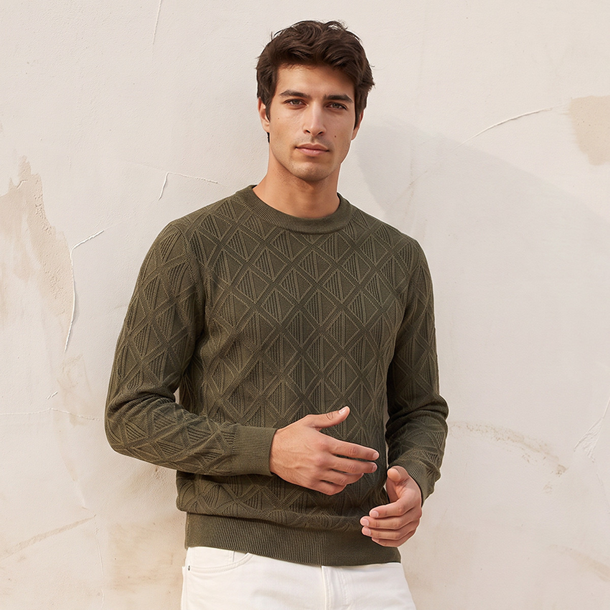 Splash Smart Diamond Knit Crew Neck Sweater-men-clothing-sweatersandpullovers-image-1