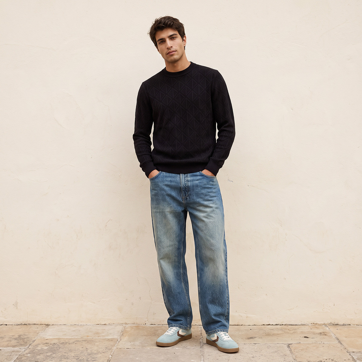 Splash Smart Diamond Knit Crew Neck Sweater-men-clothing-sweatersandpullovers-image-2