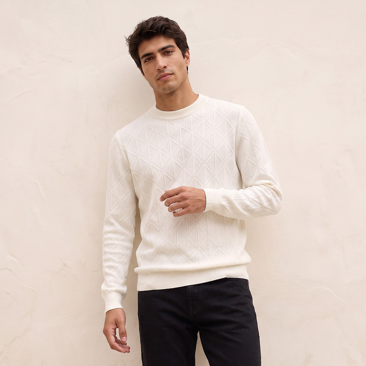 Splash Smart Diamond Knit Crew Neck Sweater-men-clothing-sweatersandpullovers-image-1