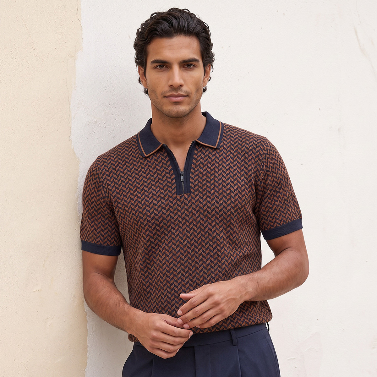 Splash Smart Polo T-shirt with Chevron Print-men-clothing-tshirtsandpolos-polos-image-1