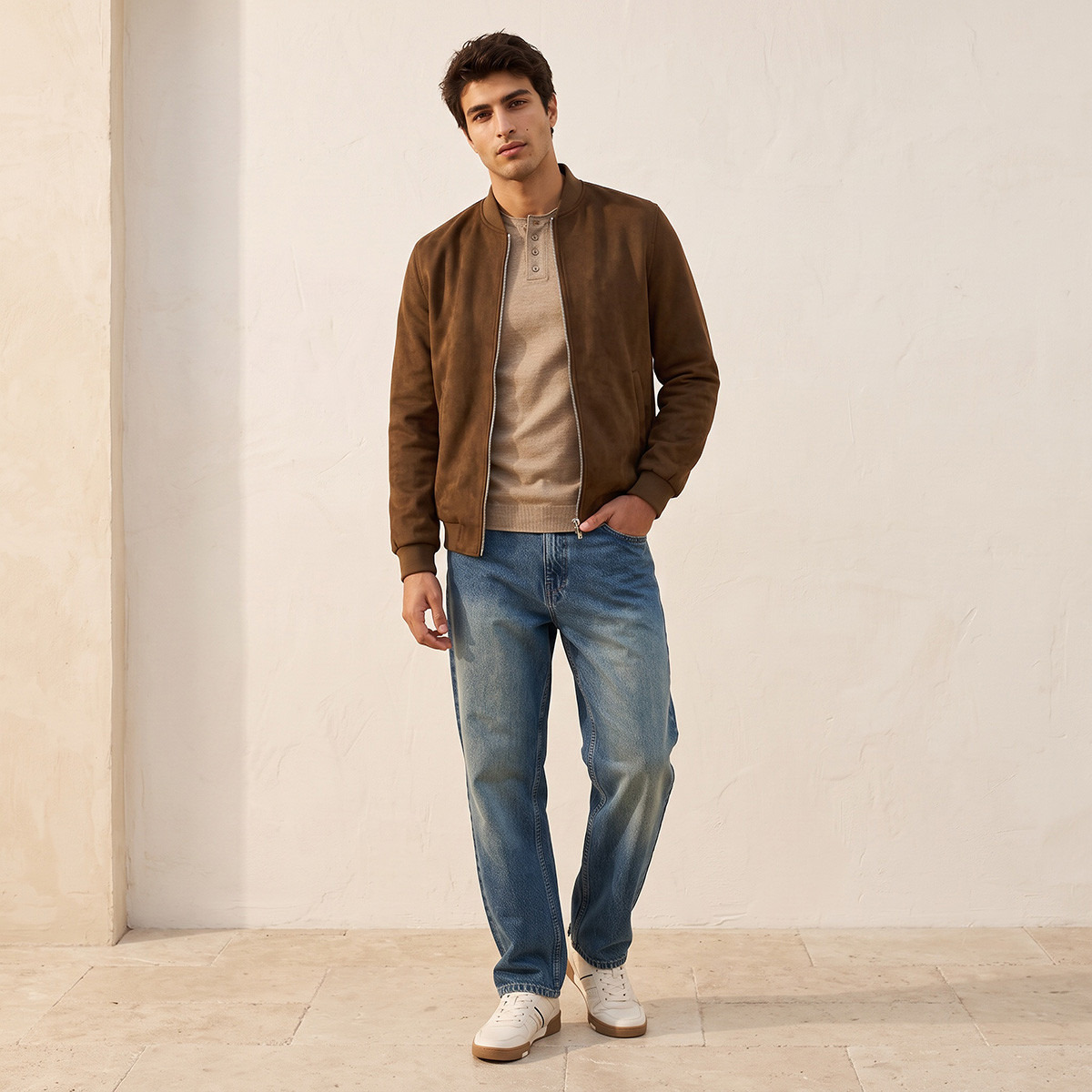 Splash Smart Suede Bomber Jacket with Zip Closure-men-clothing-jacketsandblazers-jackets-image-3