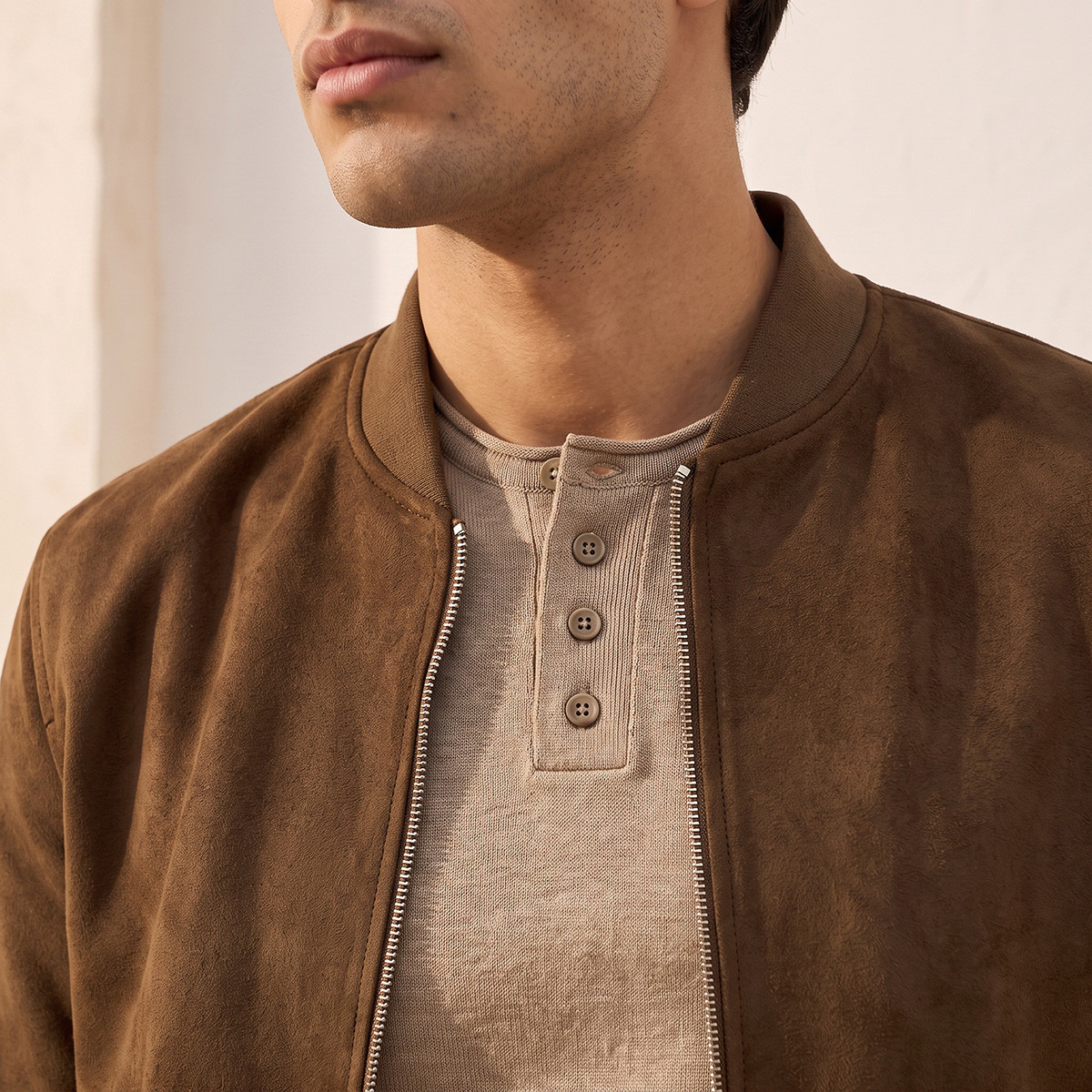 Splash Smart Suede Bomber Jacket with Zip Closure-men-clothing-jacketsandblazers-jackets-image-5