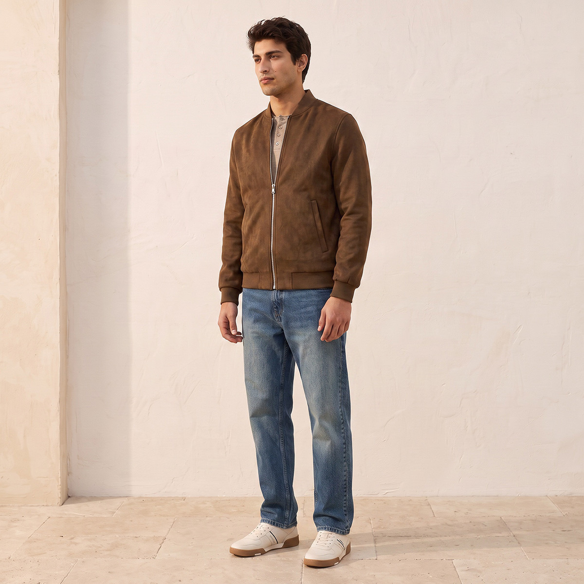 Splash Smart Suede Bomber Jacket with Zip Closure-men-clothing-jacketsandblazers-jackets-image-6