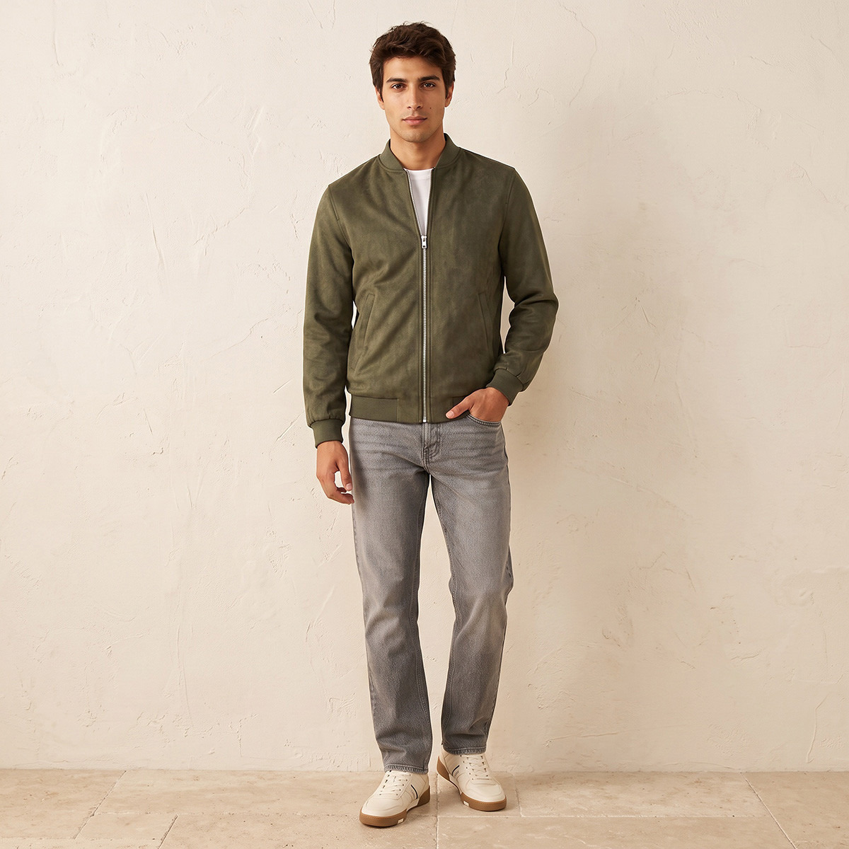 Splash Smart Suede Bomber Jacket with Zip Closure-men-clothing-jacketsandblazers-jackets-image-3