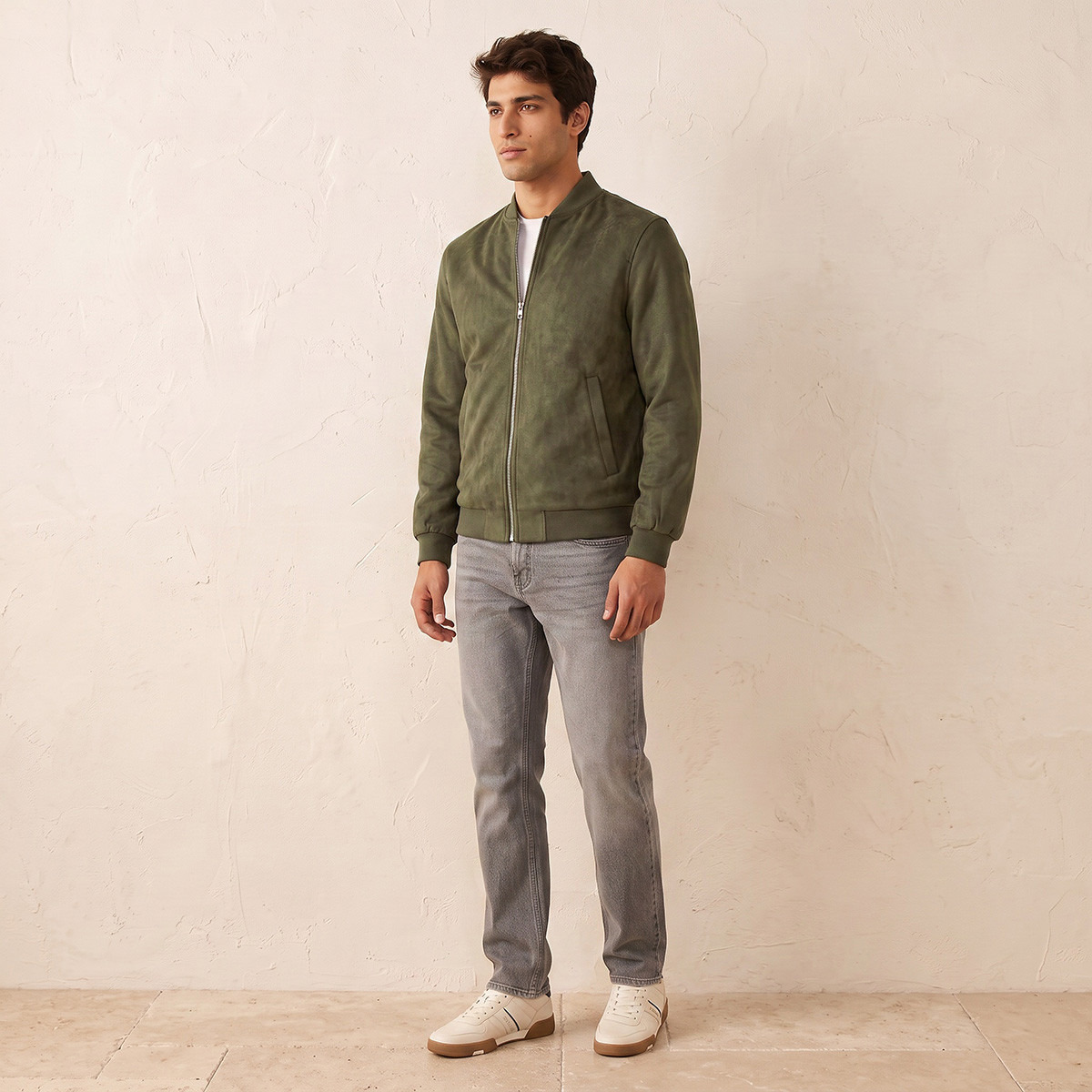 Splash Smart Suede Bomber Jacket with Zip Closure-men-clothing-jacketsandblazers-jackets-image-5